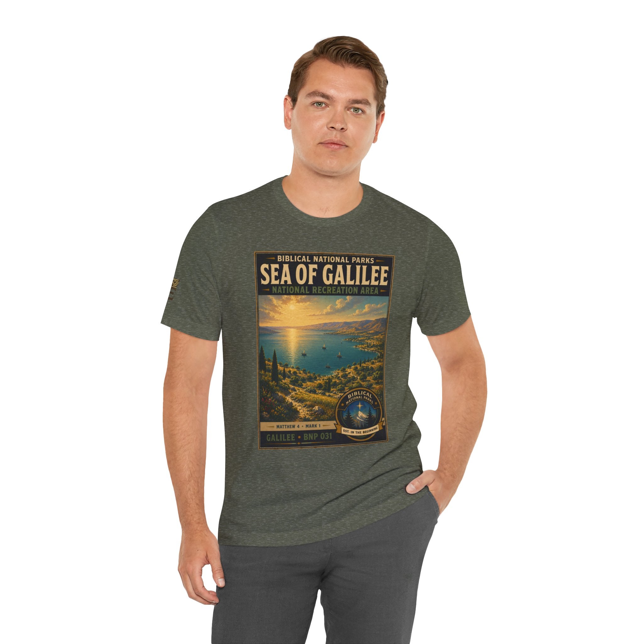 Biblical National Parks Collection VI- Galilee #031/035 Matthew 4 & Mark 1 | Vintage nature poster Tee | Biblical national parks graphic shirt