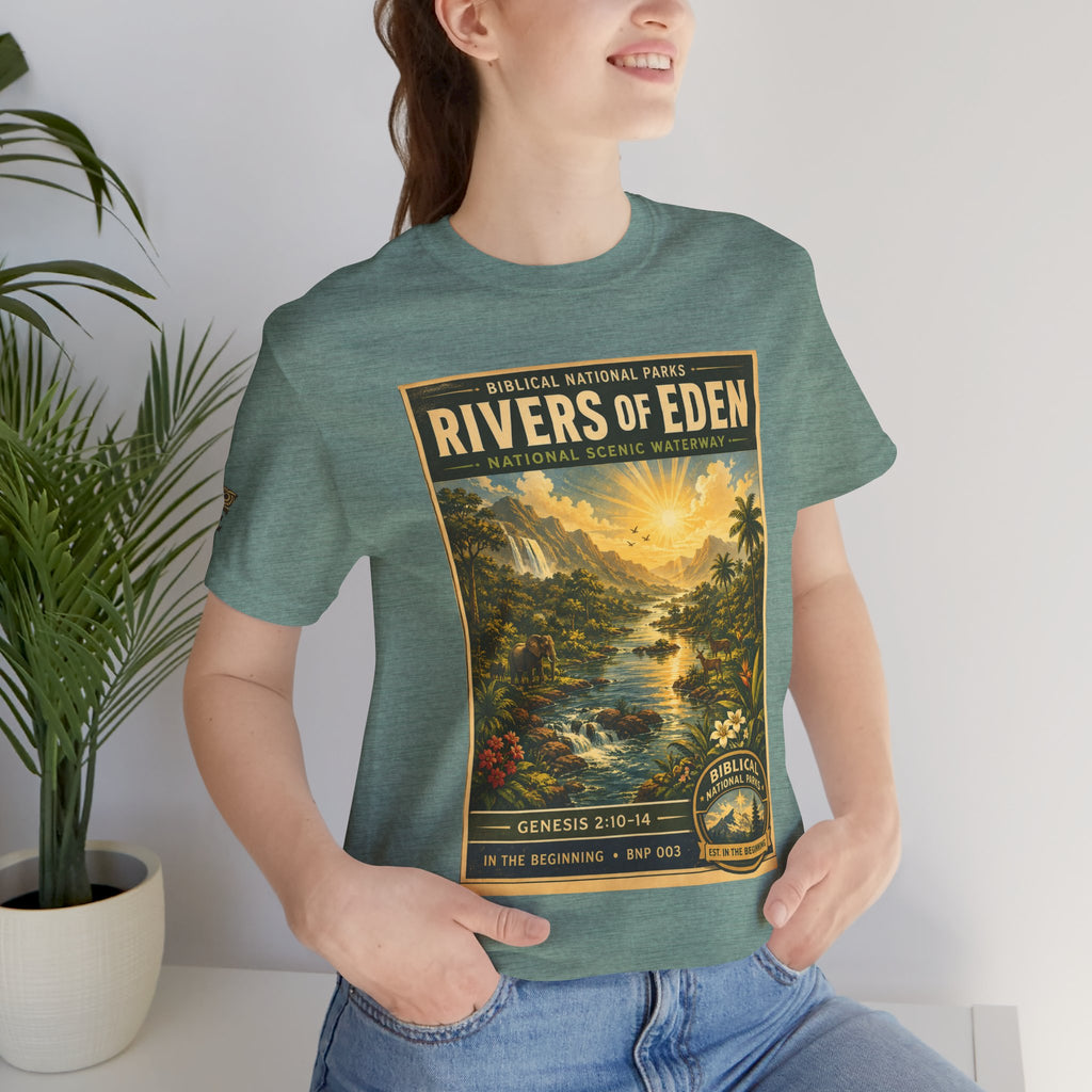 Biblical National Parks Collection I- In The Beginning #003/006 Genesis 2:10-14 | Vintage nature poster Tee | Biblical national parks graphic shirt