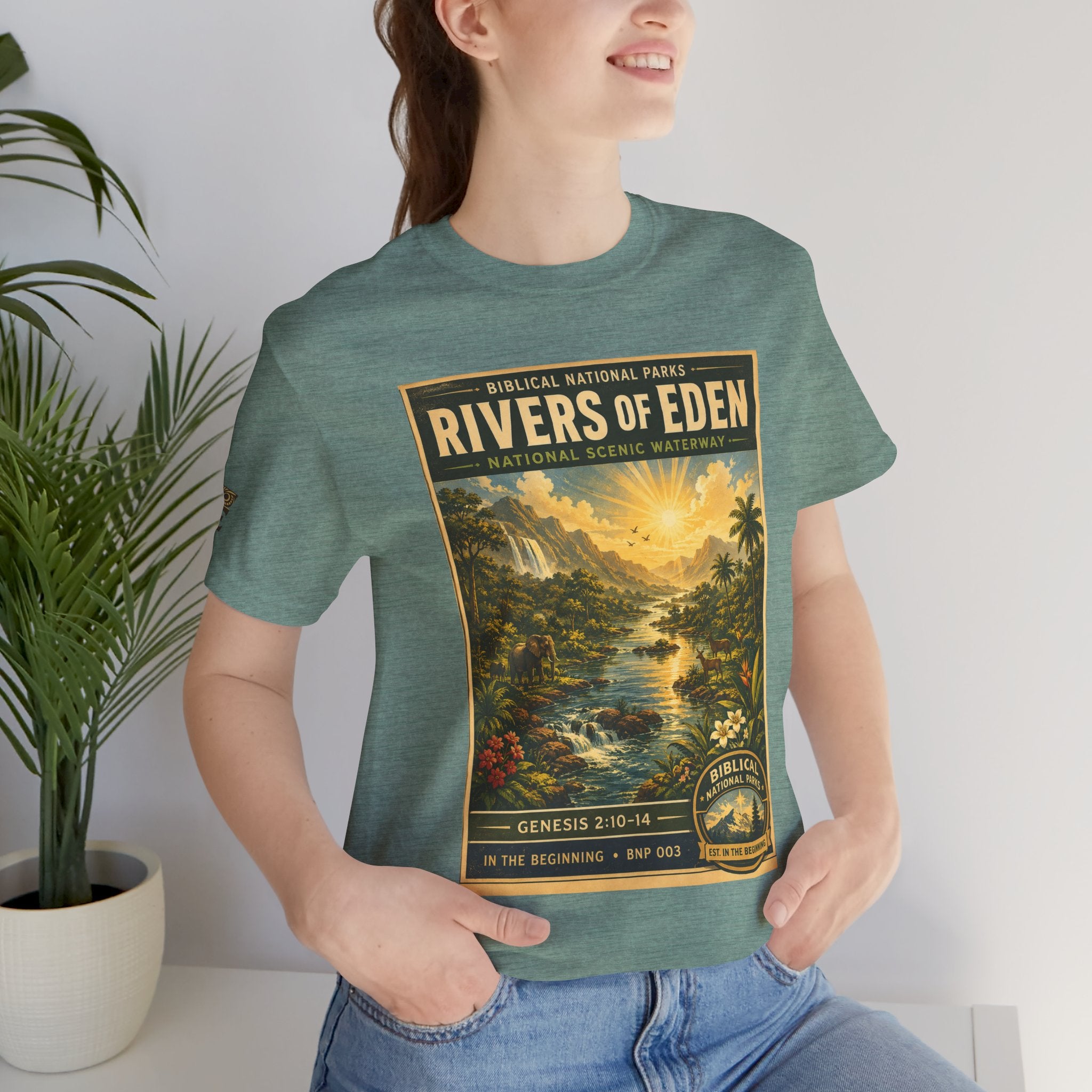 Biblical National Parks Collection I- In The Beginning #003/006 Genesis 2:10-14 | Vintage nature poster Tee | Biblical national parks graphic shirt