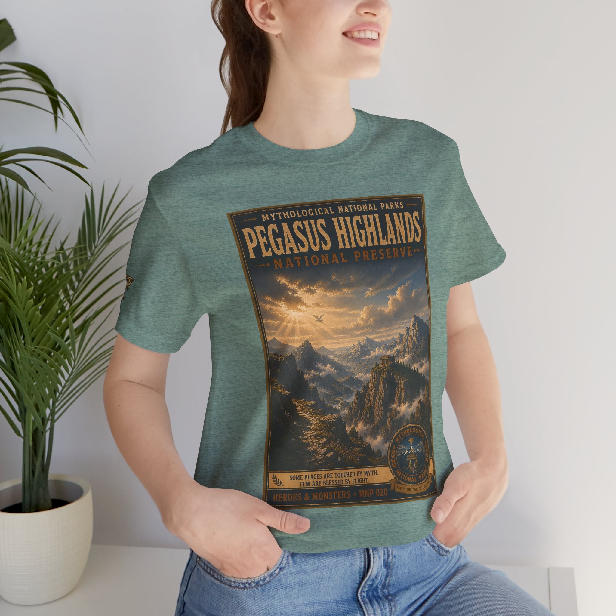 Mythological National Parks Collection III- #020-028 - Heros & Monsters | Vintage nature poster Tee | Mythological National Parks graphic shirt