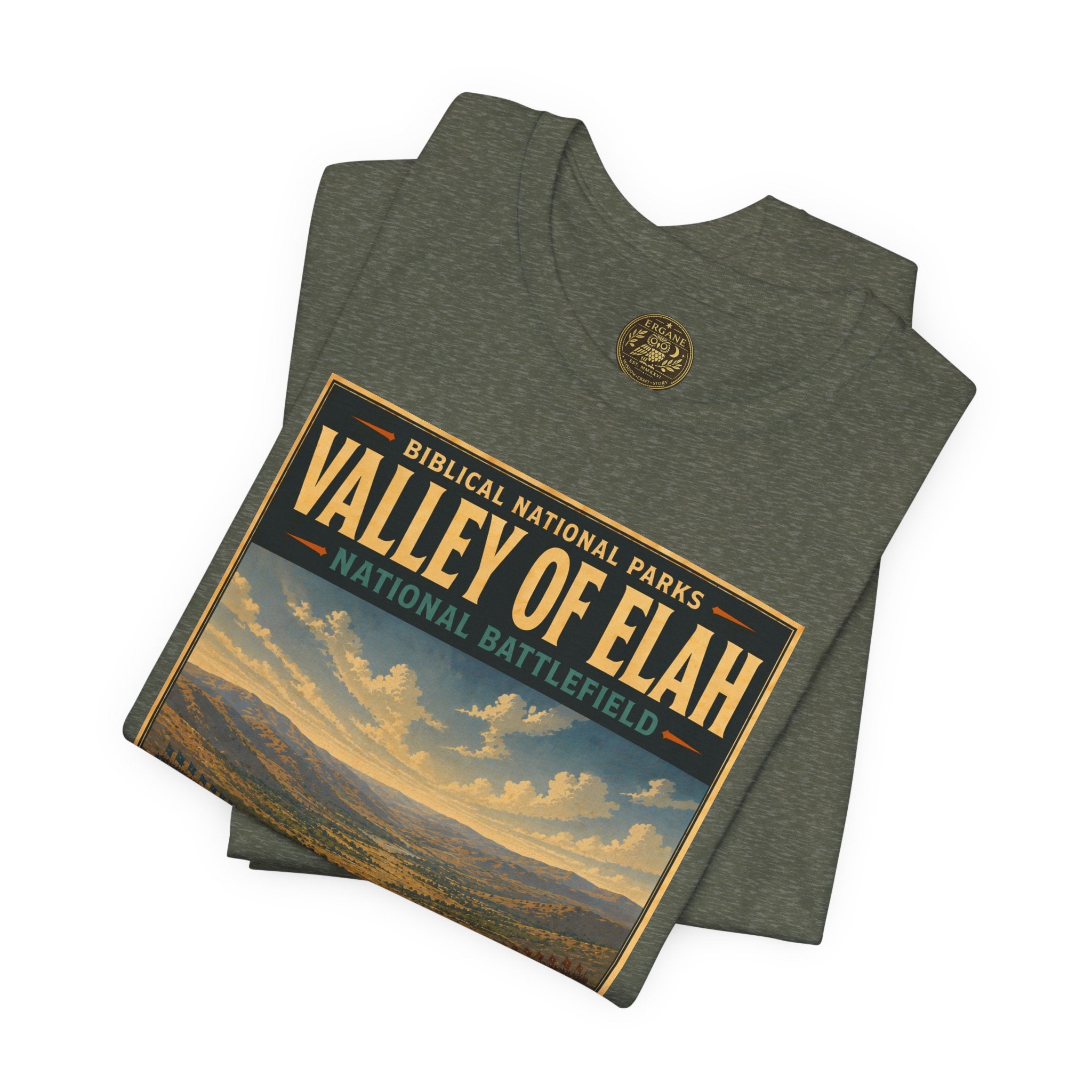 Biblical National Parks Collection IV- Heros & Battlefields #019/023 1 Samuel 17 | Vintage nature poster Tee | Biblical national parks graphic shirt