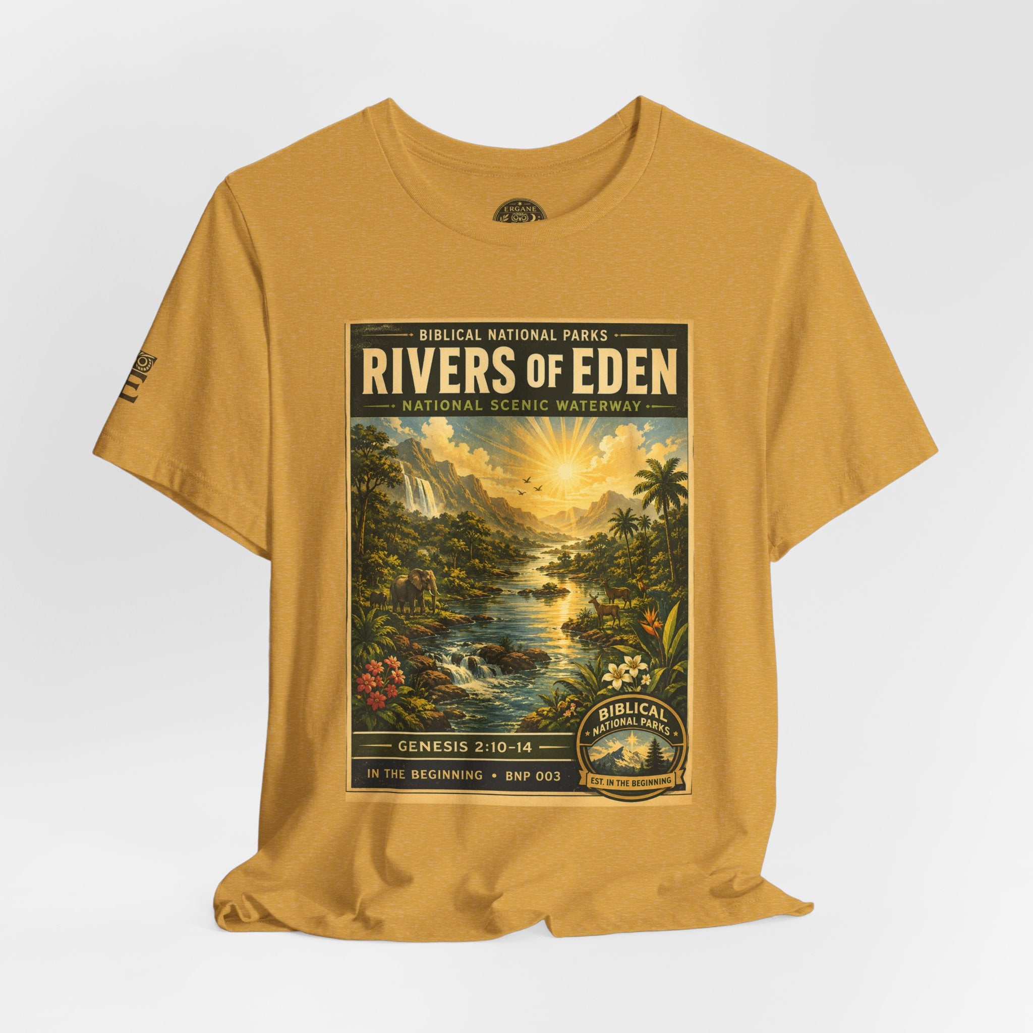 Biblical National Parks Collection I- In The Beginning #003/006 Genesis 2:10-14 | Vintage nature poster Tee | Biblical national parks graphic shirt