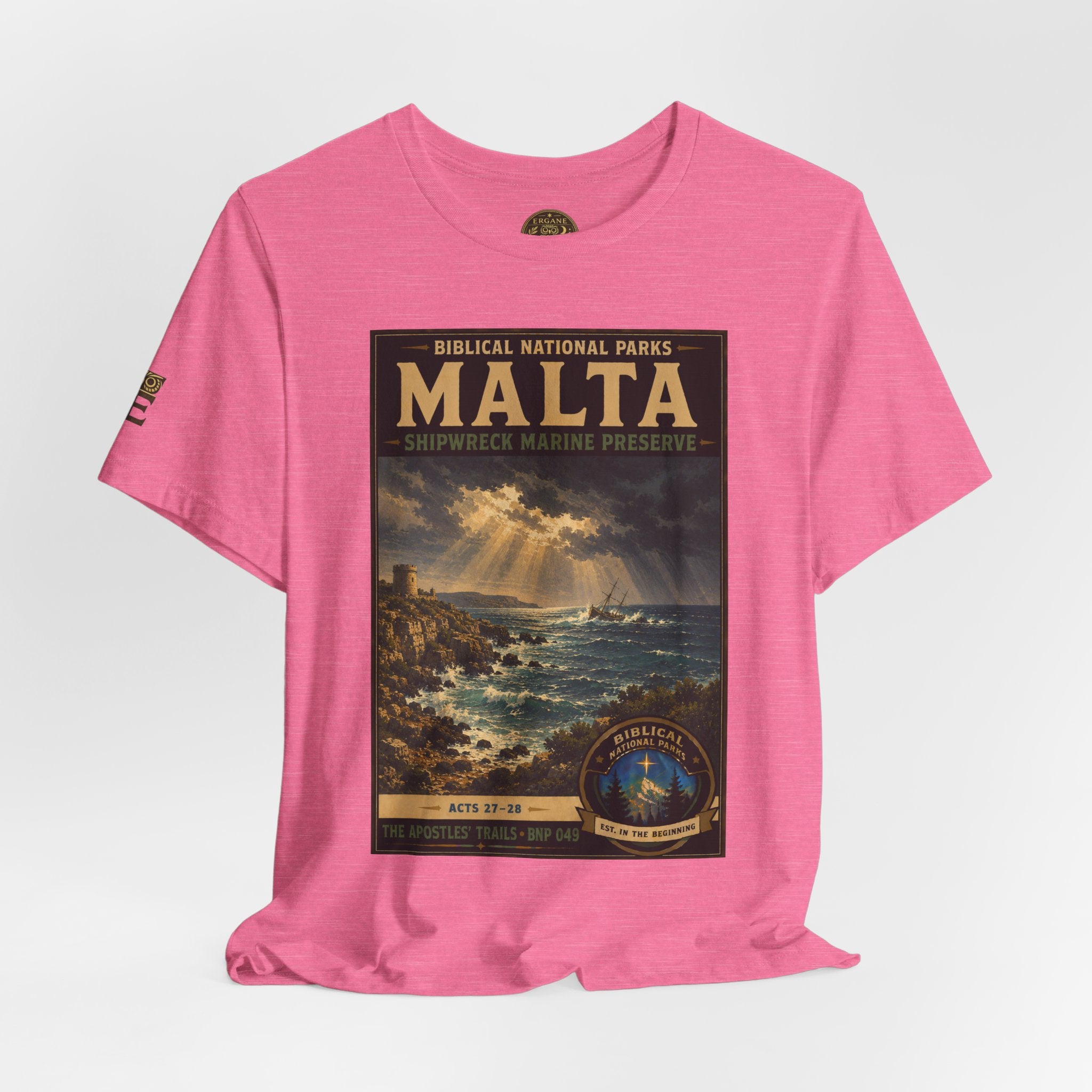Biblical National Parks Collection VIII- The Apostles' Trails #049/049 | Acts 27-28 | Vintage nature poster Tee | Biblical national parks graphic shirt