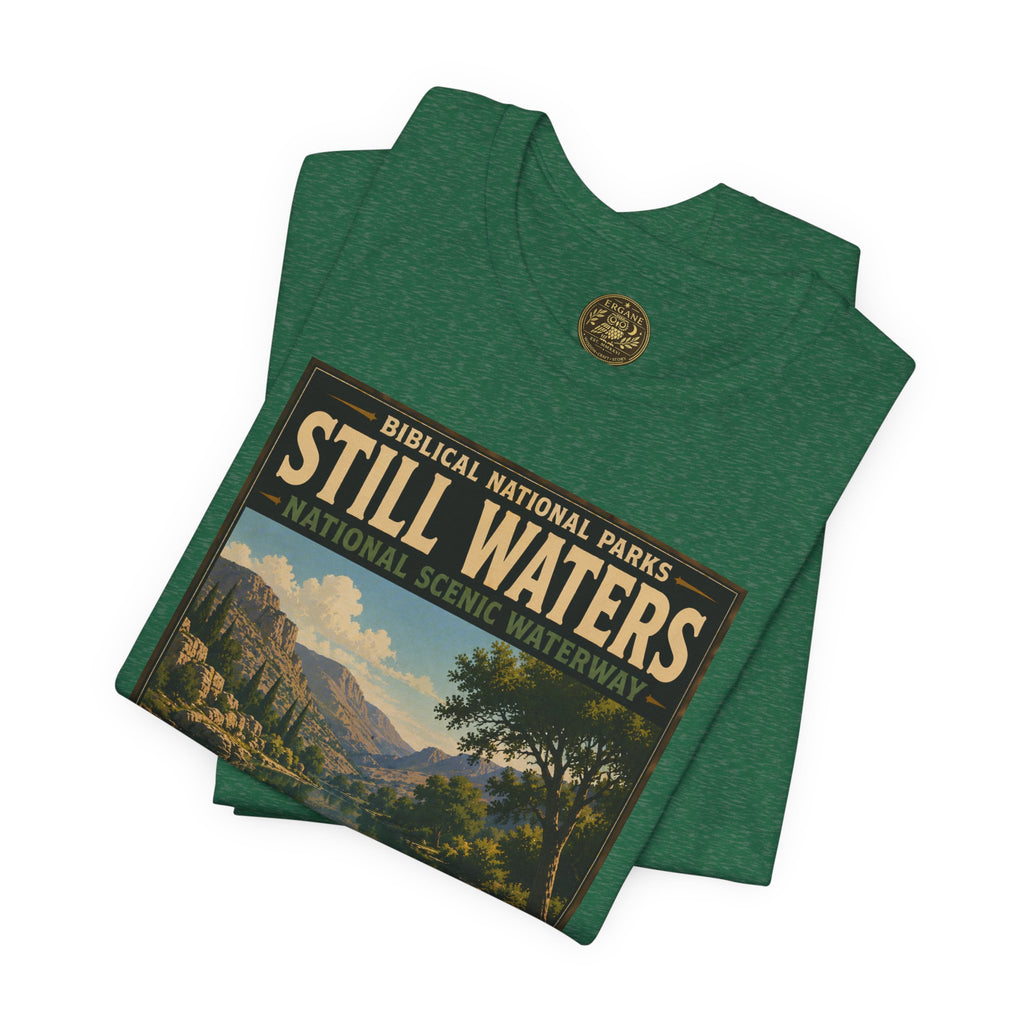 Biblical National Parks Collection IX- #051/054 -Psalms & Sacred Landscapes | Psalm 23:2 | Vintage nature poster Tee | Biblical national parks graphic shirt