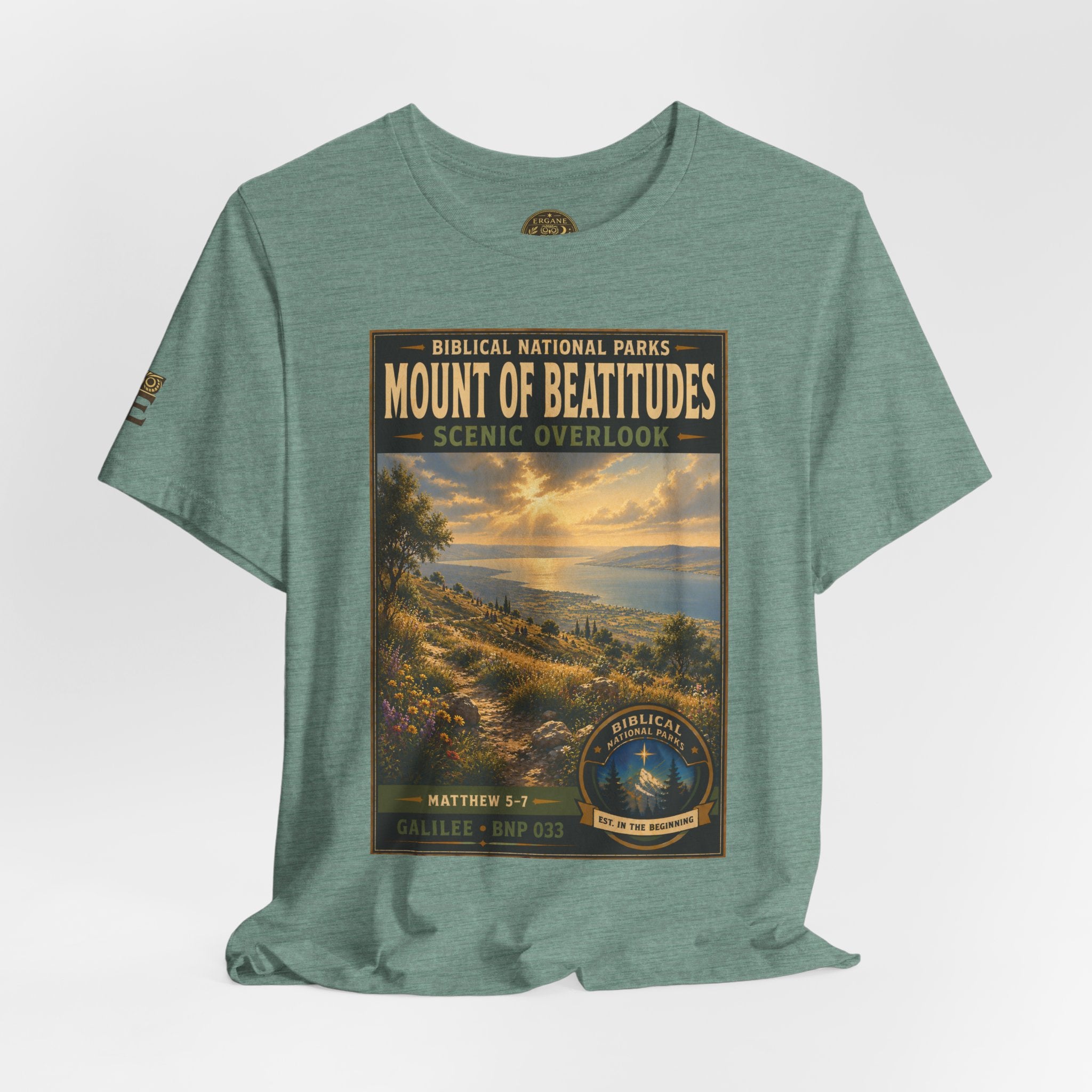 Biblical National Parks Collection VI- Galilee #033/035 Matthew 5-7 | Vintage nature poster Tee | Biblical national parks graphic shirt