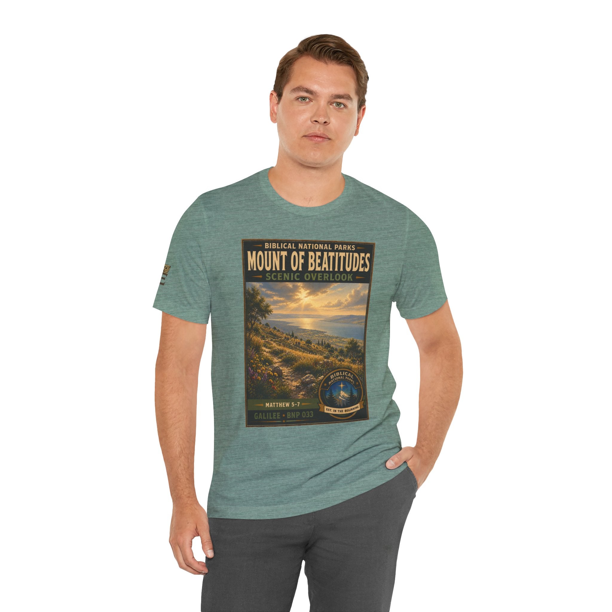 Biblical National Parks Collection VI- Galilee #033/035 Matthew 5-7 | Vintage nature poster Tee | Biblical national parks graphic shirt