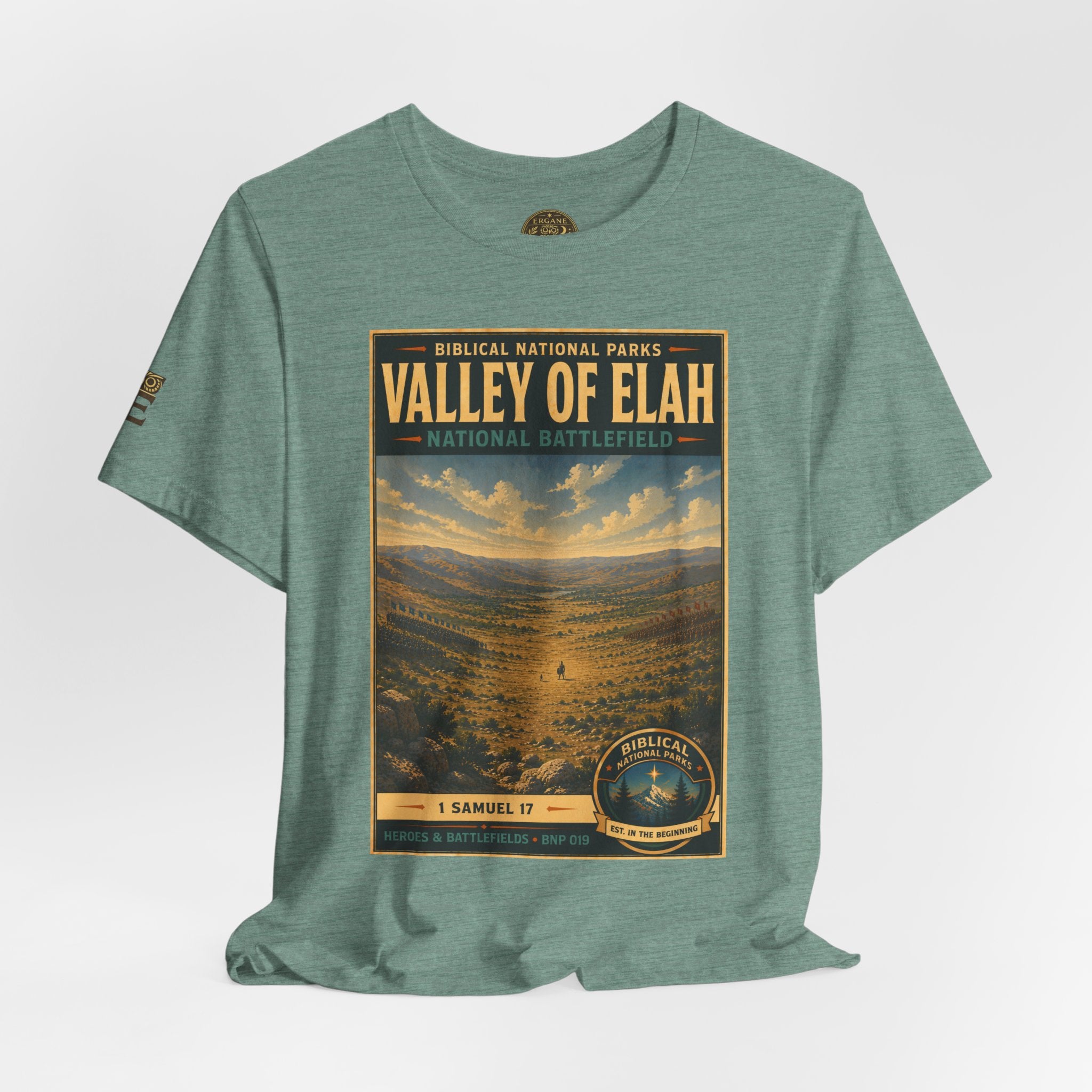 Biblical National Parks Collection IV- Heros & Battlefields #019/023 1 Samuel 17 | Vintage nature poster Tee | Biblical national parks graphic shirt