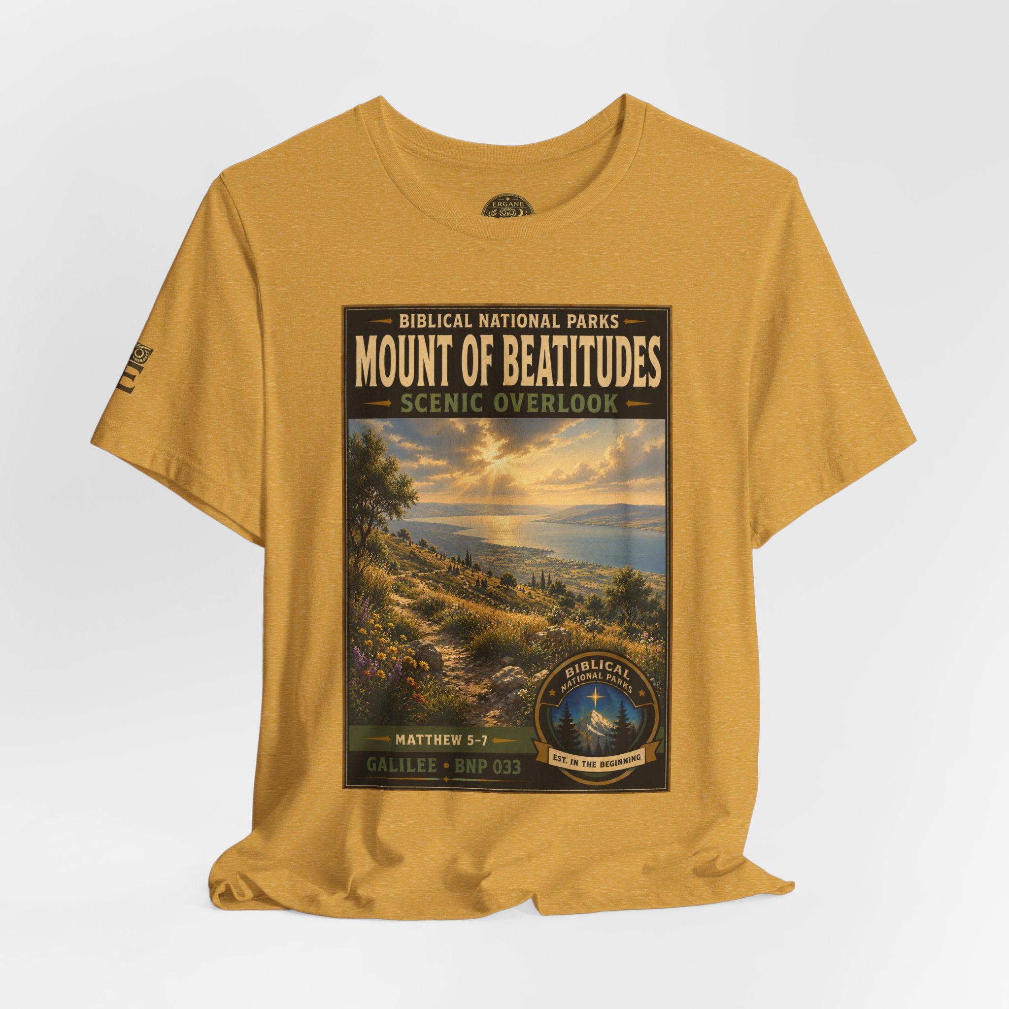 Biblical National Parks Collection VI- Galilee #033/035 Matthew 5-7 | Vintage nature poster Tee | Biblical national parks graphic shirt