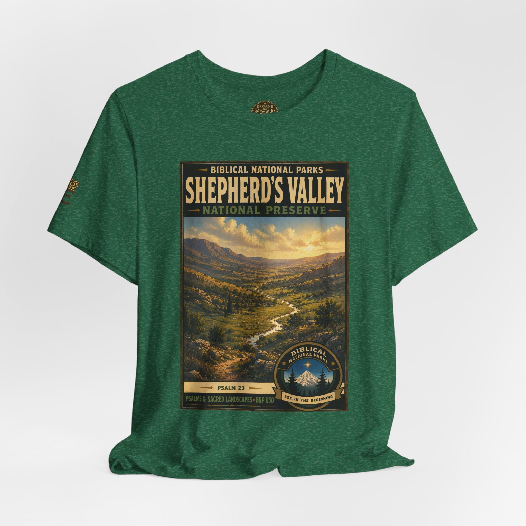 Biblical National Parks Collection IX- #050/054 -Psalms & Sacred Landscapes | Psalm 23 | Vintage nature poster Tee | Biblical national parks graphic shirt