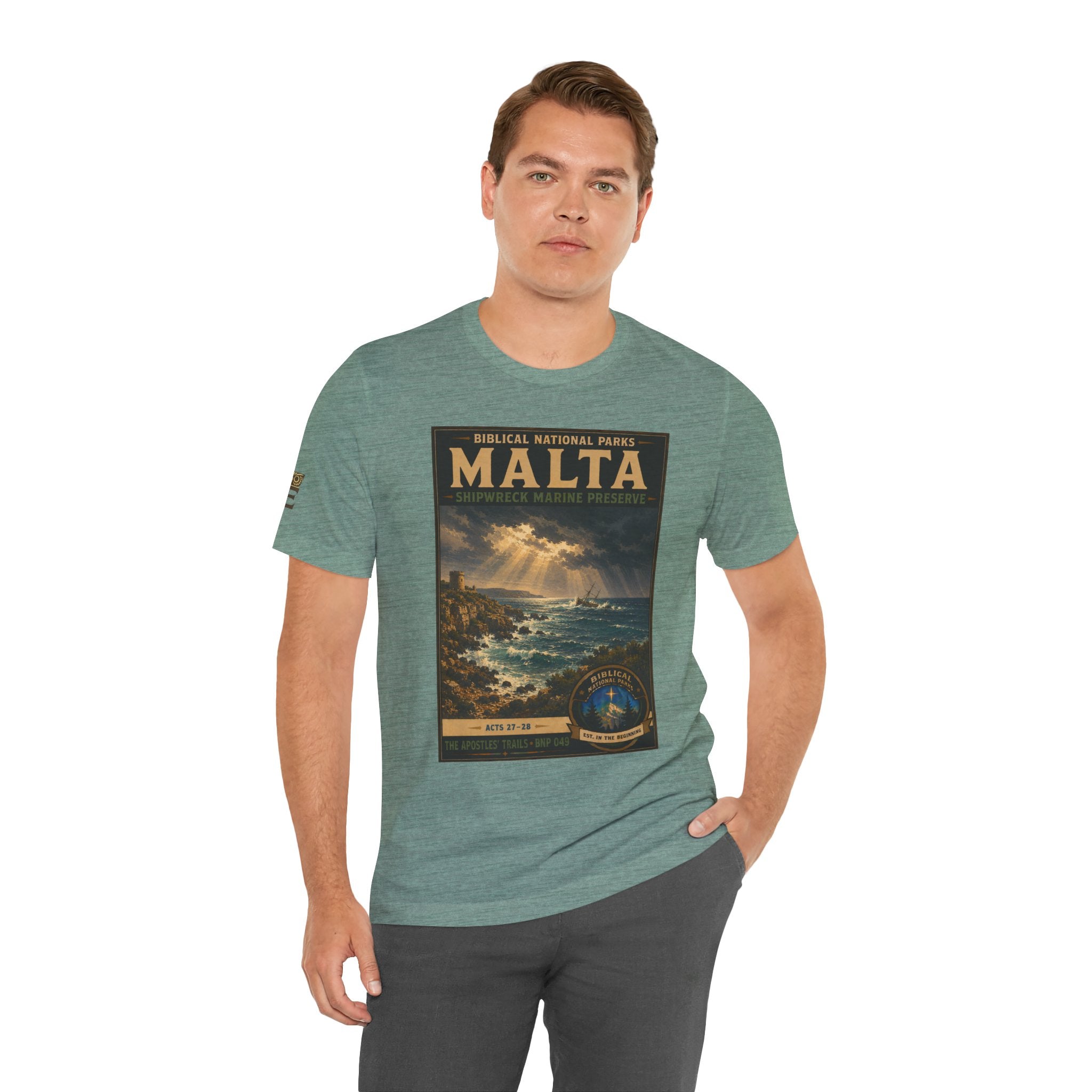 Biblical National Parks Collection VIII- The Apostles' Trails #049/049 | Acts 27-28 | Vintage nature poster Tee | Biblical national parks graphic shirt