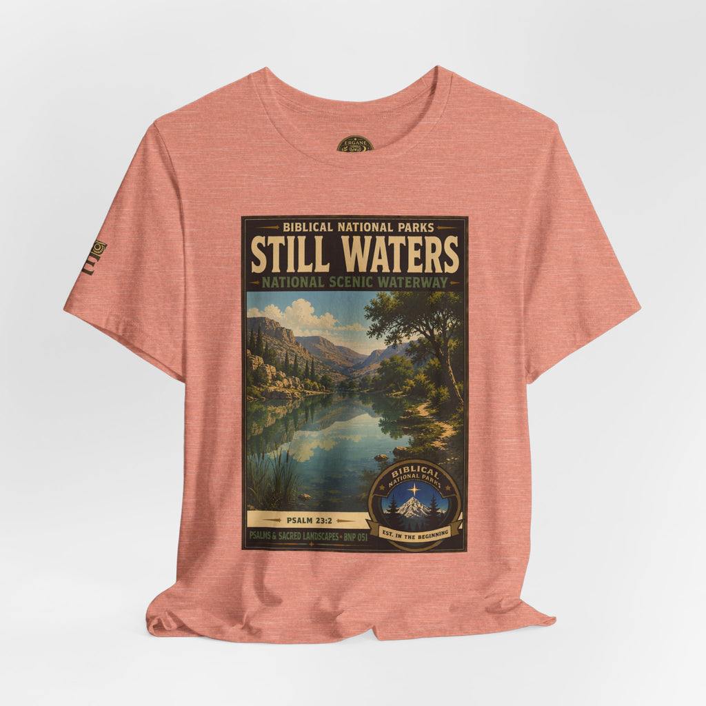 Biblical National Parks Collection IX- #051/054 -Psalms & Sacred Landscapes | Psalm 23:2 | Vintage nature poster Tee | Biblical national parks graphic shirt