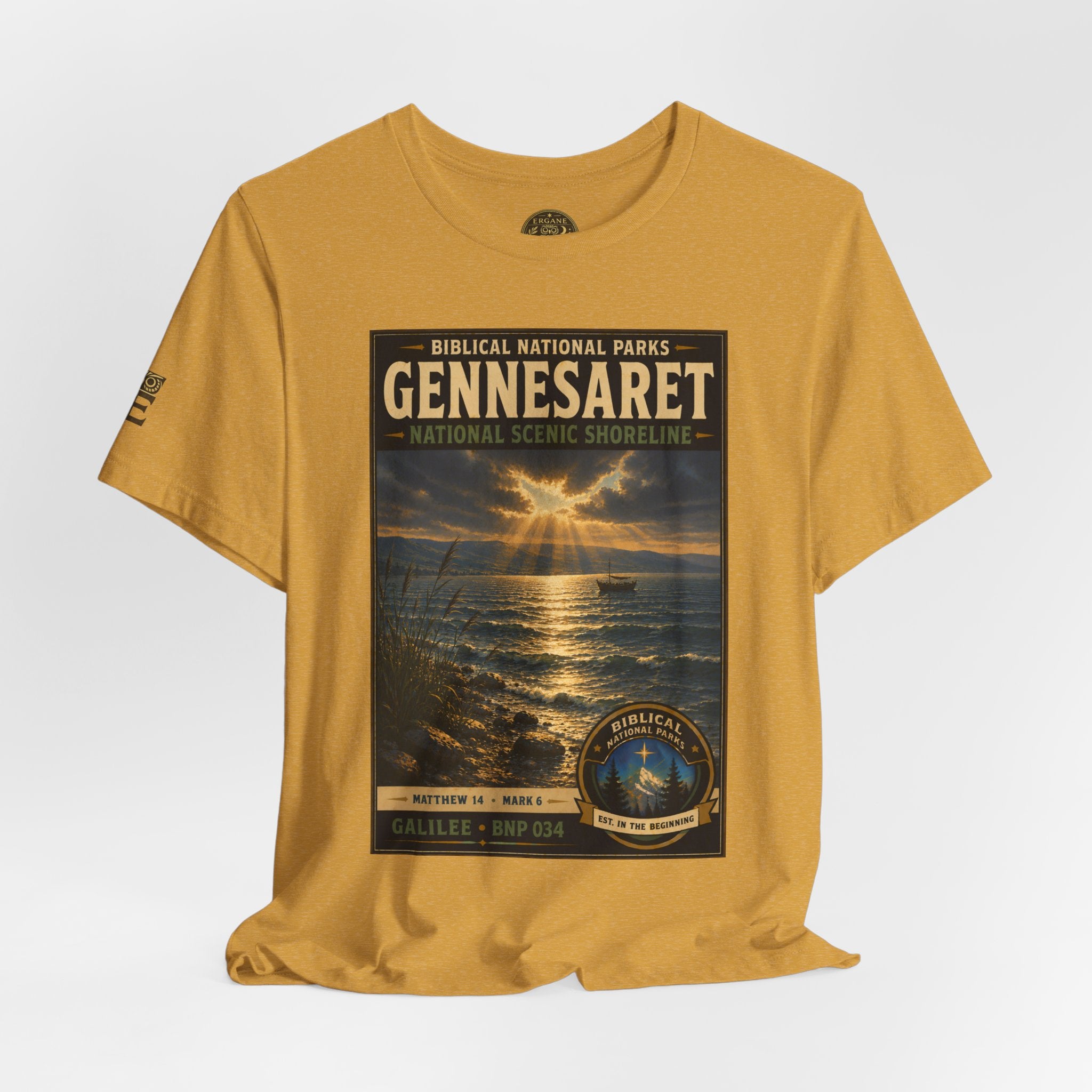 Biblical National Parks Collection VI- Galilee #034/035 Matthew 14 - Mark 6 | Vintage nature poster Tee | Biblical national parks graphic shirt