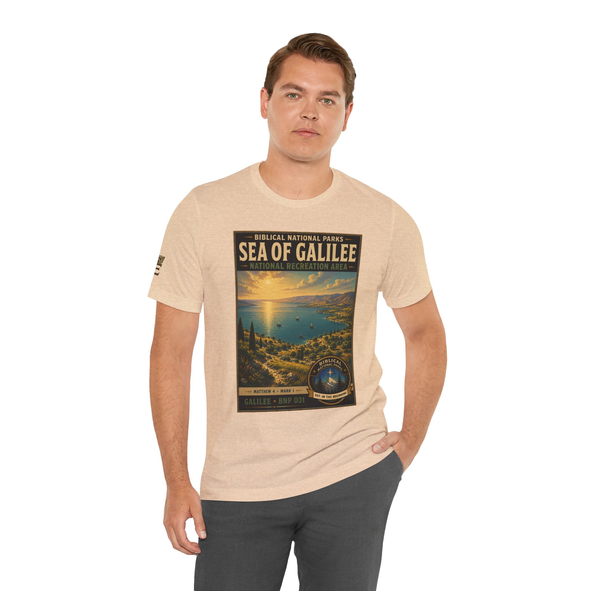 Biblical National Parks Collection VI- Galilee #031/035 Matthew 4 & Mark 1 | Vintage nature poster Tee | Biblical national parks graphic shirt