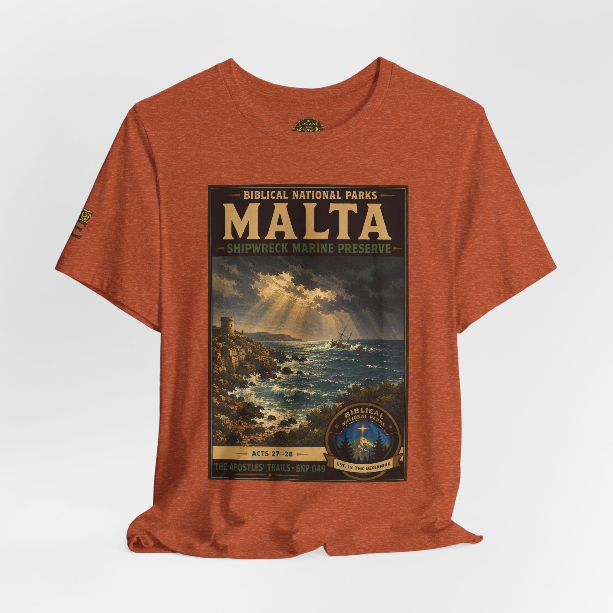 Biblical National Parks Collection VIII- The Apostles' Trails #049/049 | Acts 27-28 | Vintage nature poster Tee | Biblical national parks graphic shirt