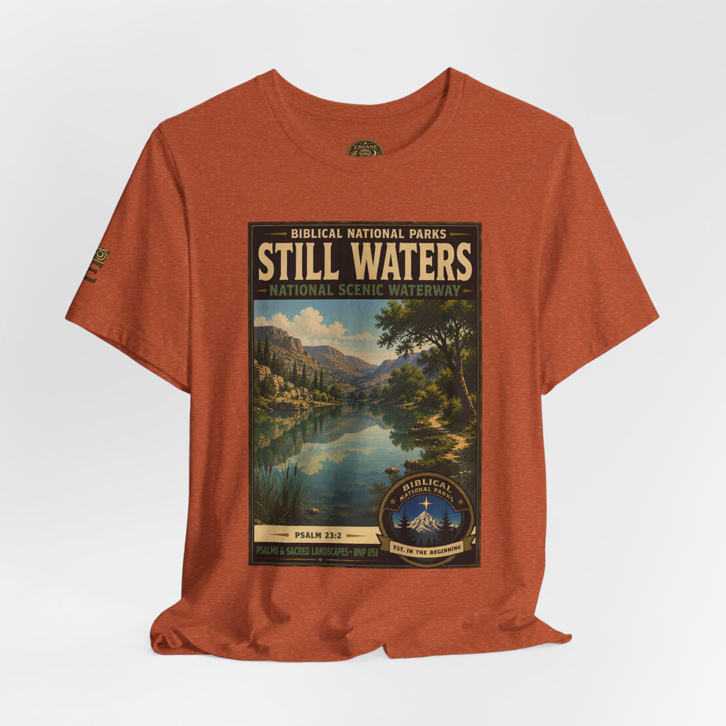 Biblical National Parks Collection IX- #051/054 -Psalms & Sacred Landscapes | Psalm 23:2 | Vintage nature poster Tee | Biblical national parks graphic shirt