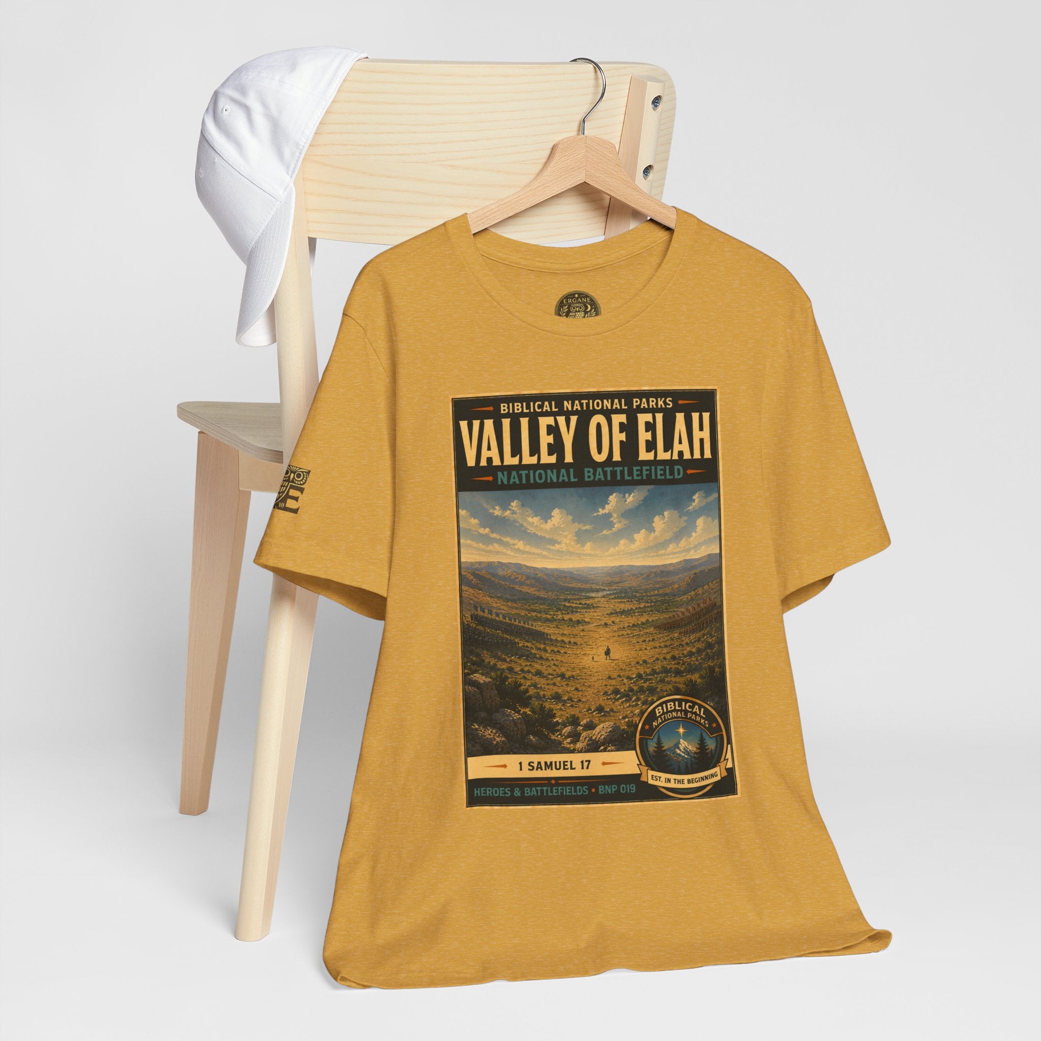 Biblical National Parks Collection IV- Heros & Battlefields #019/023 1 Samuel 17 | Vintage nature poster Tee | Biblical national parks graphic shirt