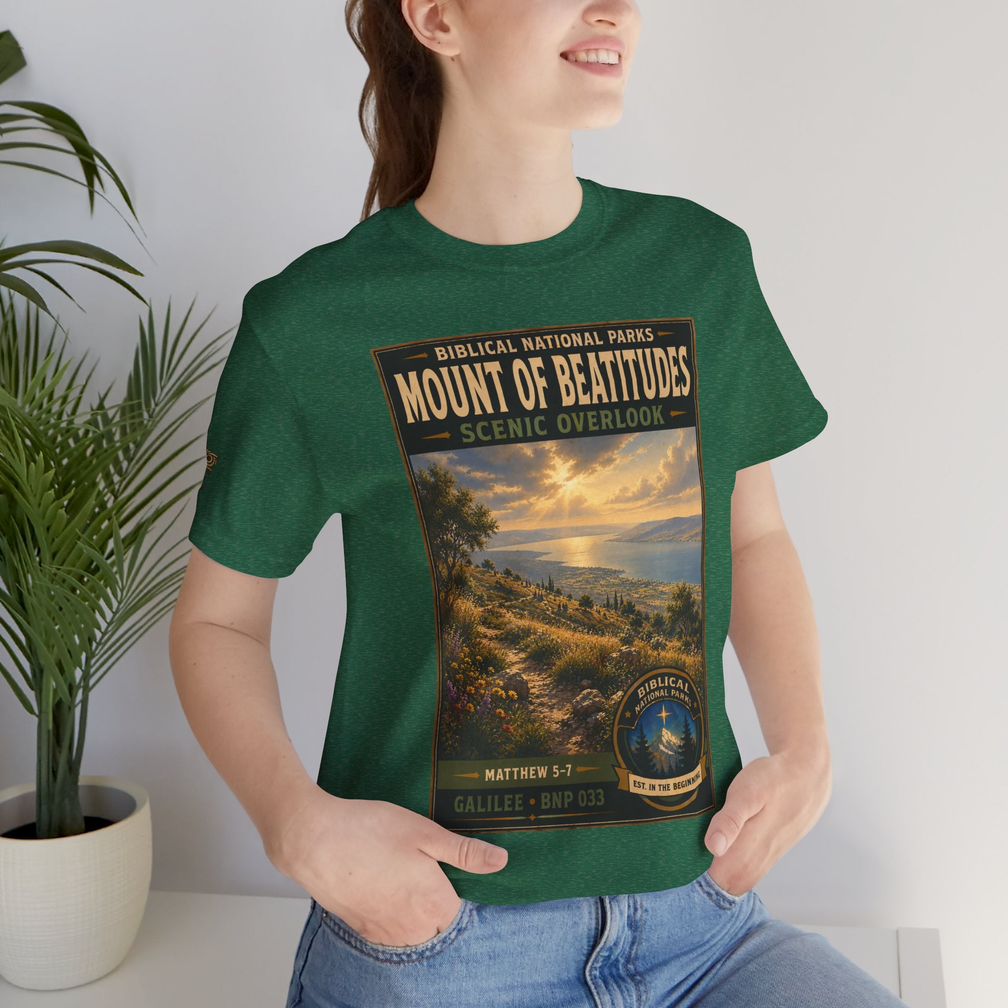 Biblical National Parks Collection VI- Galilee #033/035 Matthew 5-7 | Vintage nature poster Tee | Biblical national parks graphic shirt