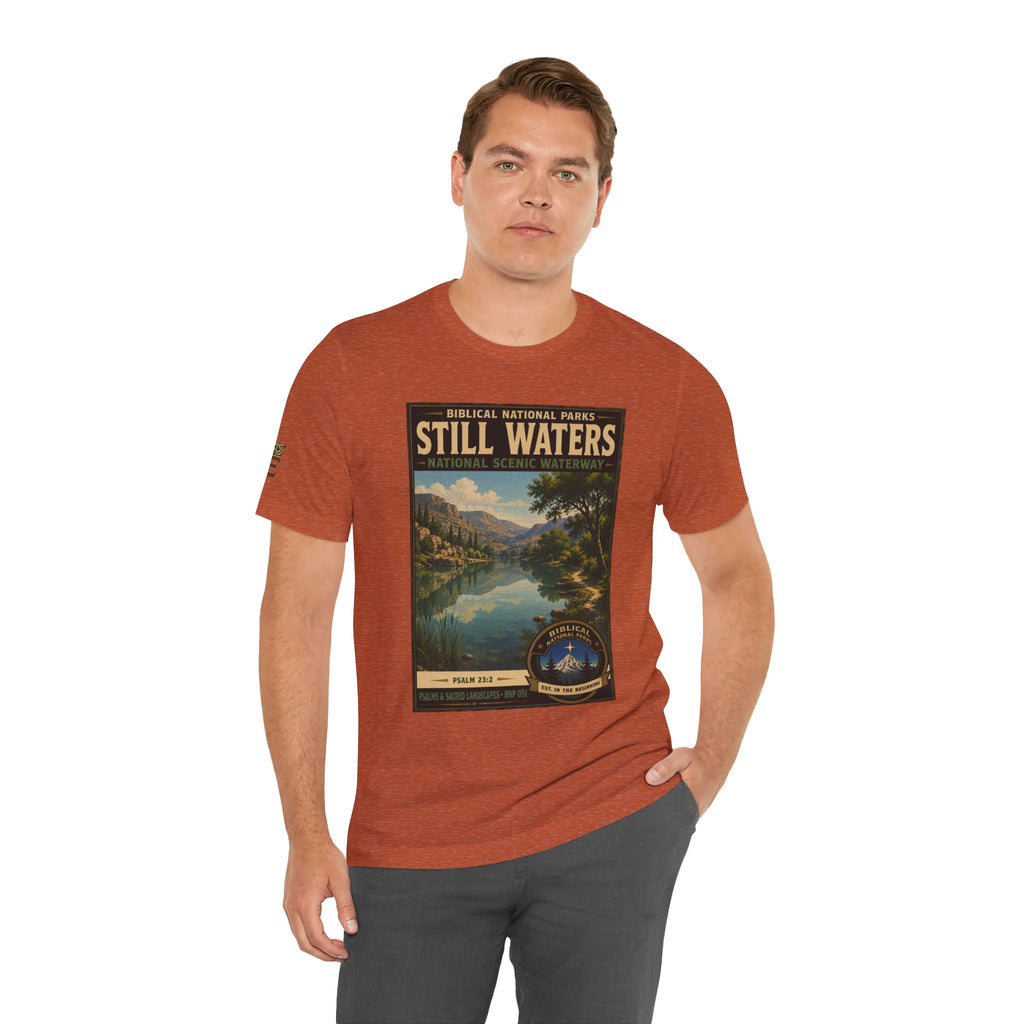 Biblical National Parks Collection IX- #051/054 -Psalms & Sacred Landscapes | Psalm 23:2 | Vintage nature poster Tee | Biblical national parks graphic shirt