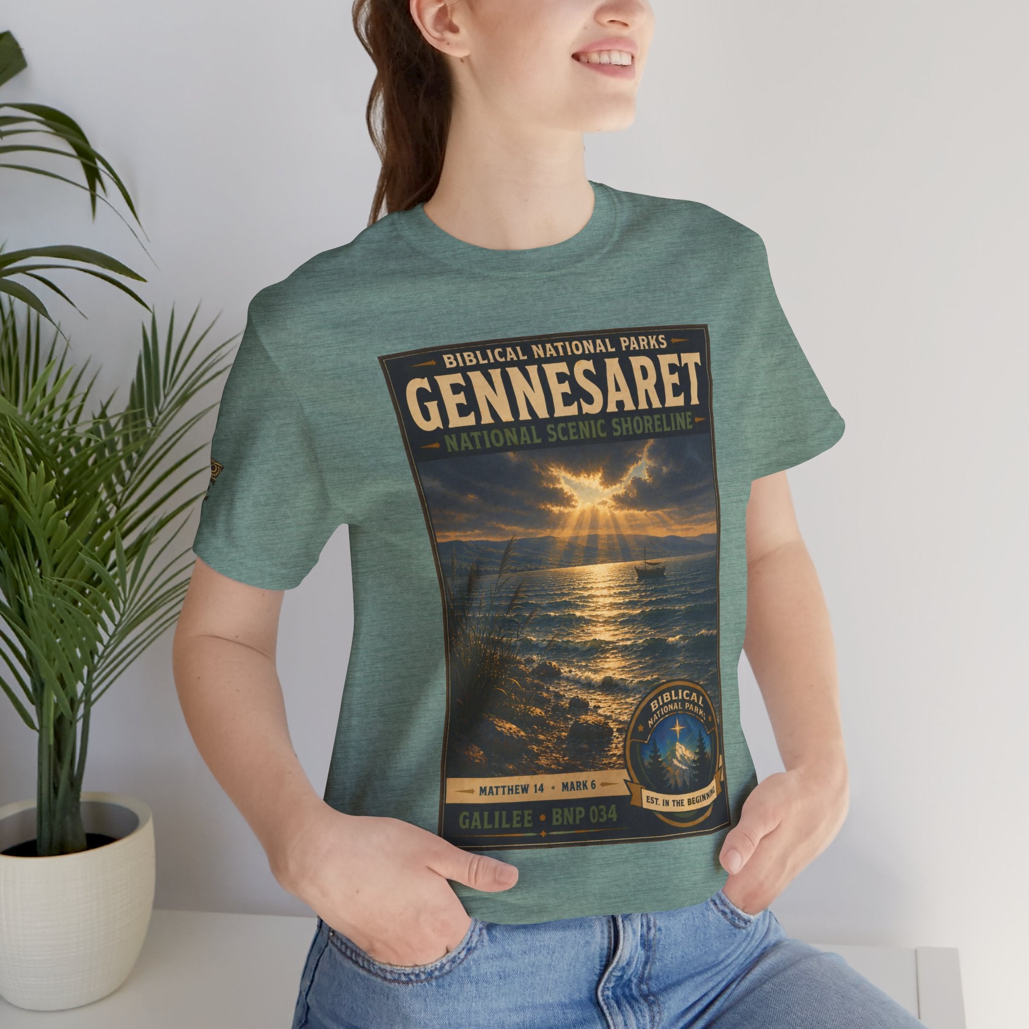 Biblical National Parks Collection VI- Galilee #034/035 Matthew 14 - Mark 6 | Vintage nature poster Tee | Biblical national parks graphic shirt
