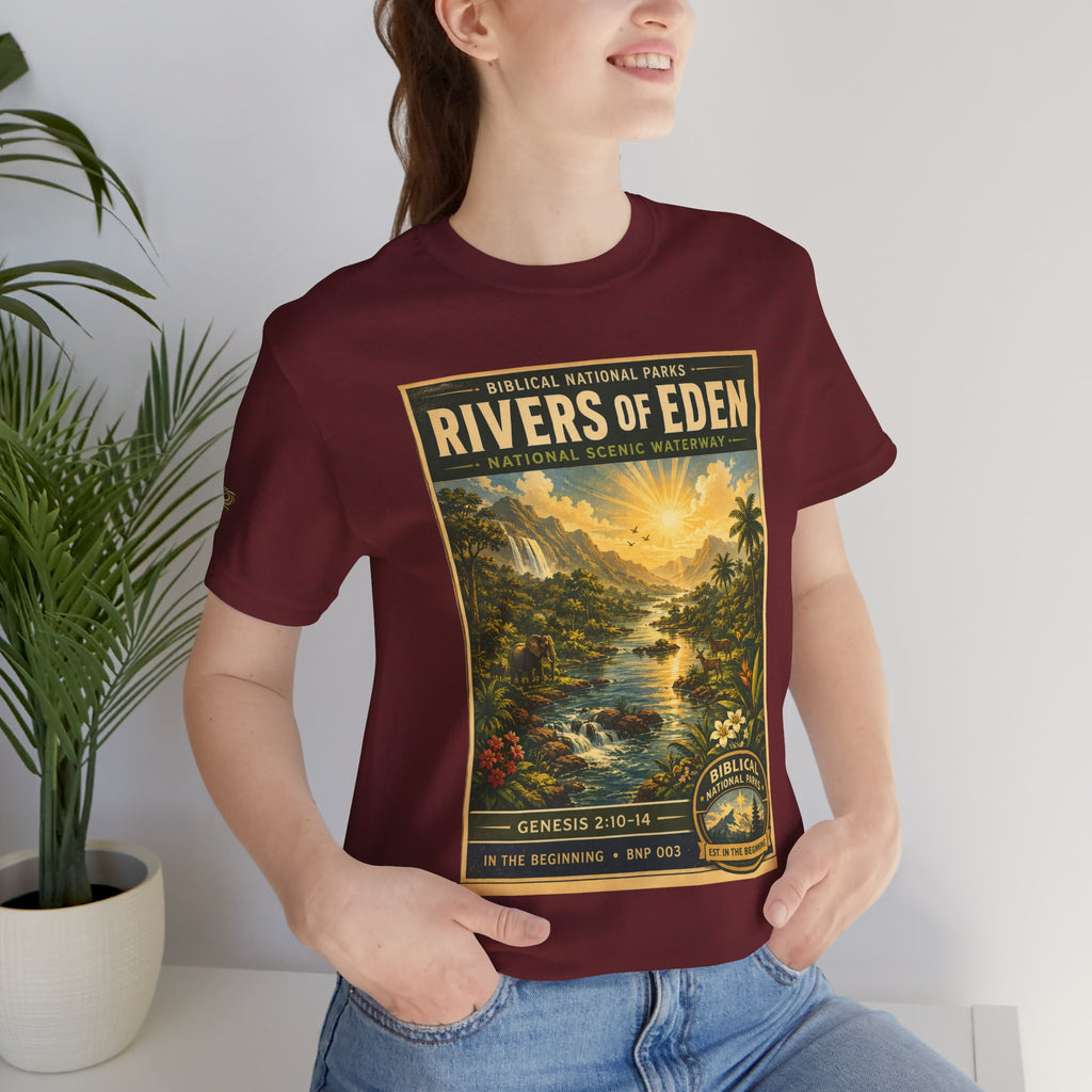Biblical National Parks Collection I- In The Beginning #003/006 Genesis 2:10-14 | Vintage nature poster Tee | Biblical national parks graphic shirt