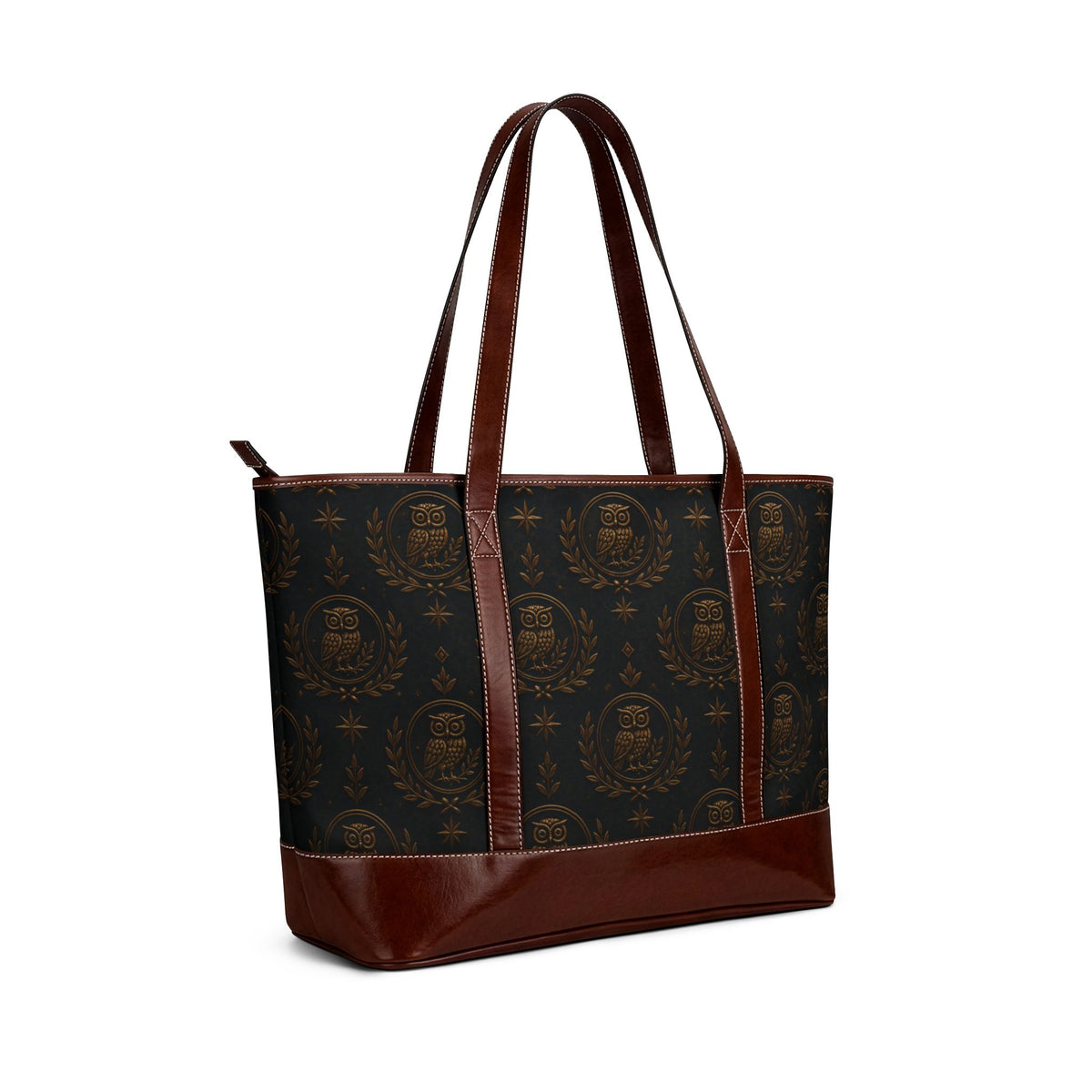 Vintage Portrait Tote Handbag – Classic Brown Leather Accent