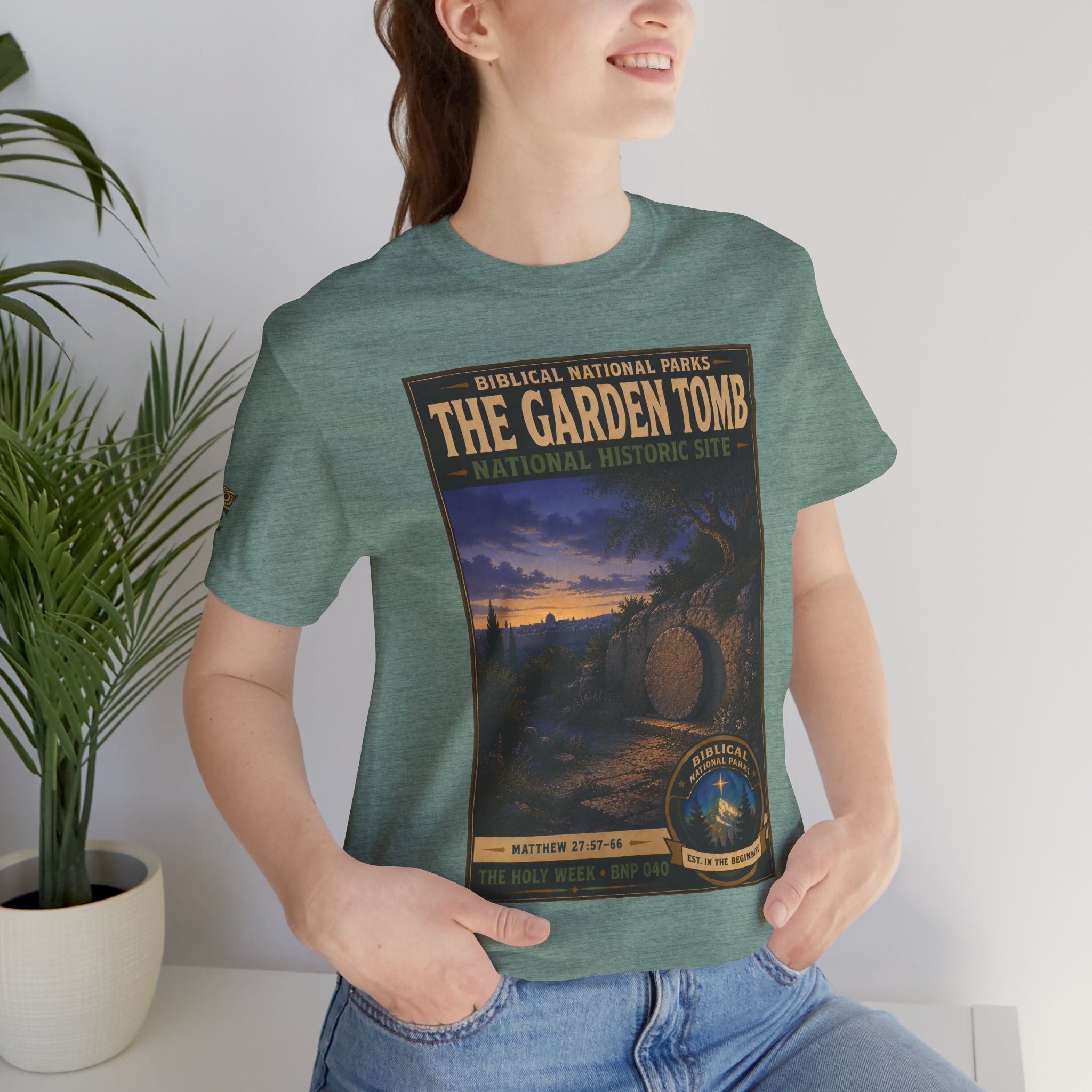 Biblical National Parks Collection VII- The Holy Week #040/041 | Matthew 27: 55-66 | Vintage nature poster Tee | Biblical national parks graphic shirt