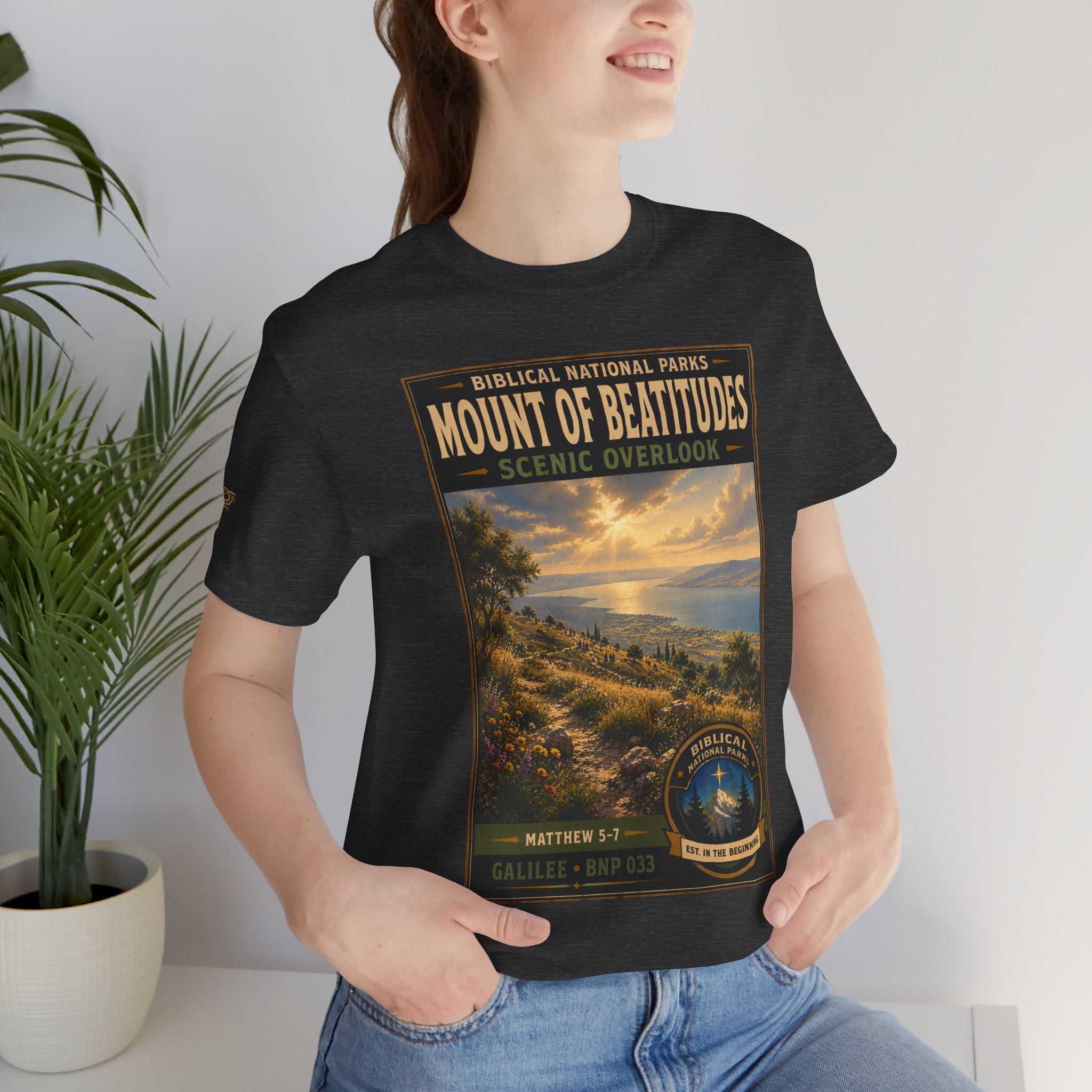 Biblical National Parks Collection VI- Galilee #033/035 Matthew 5-7 | Vintage nature poster Tee | Biblical national parks graphic shirt