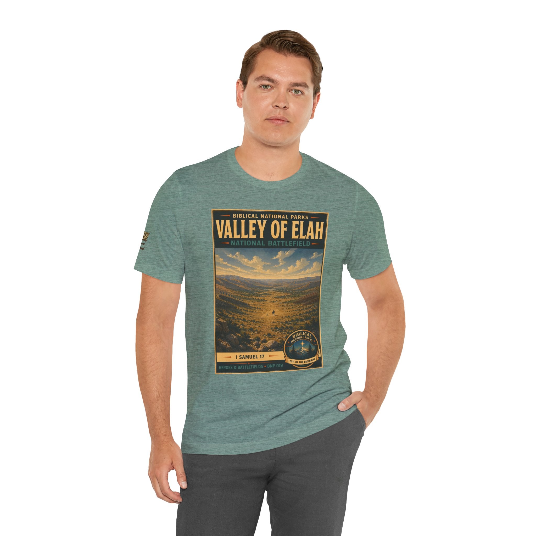 Biblical National Parks Collection IV- Heros & Battlefields #019/023 1 Samuel 17 | Vintage nature poster Tee | Biblical national parks graphic shirt