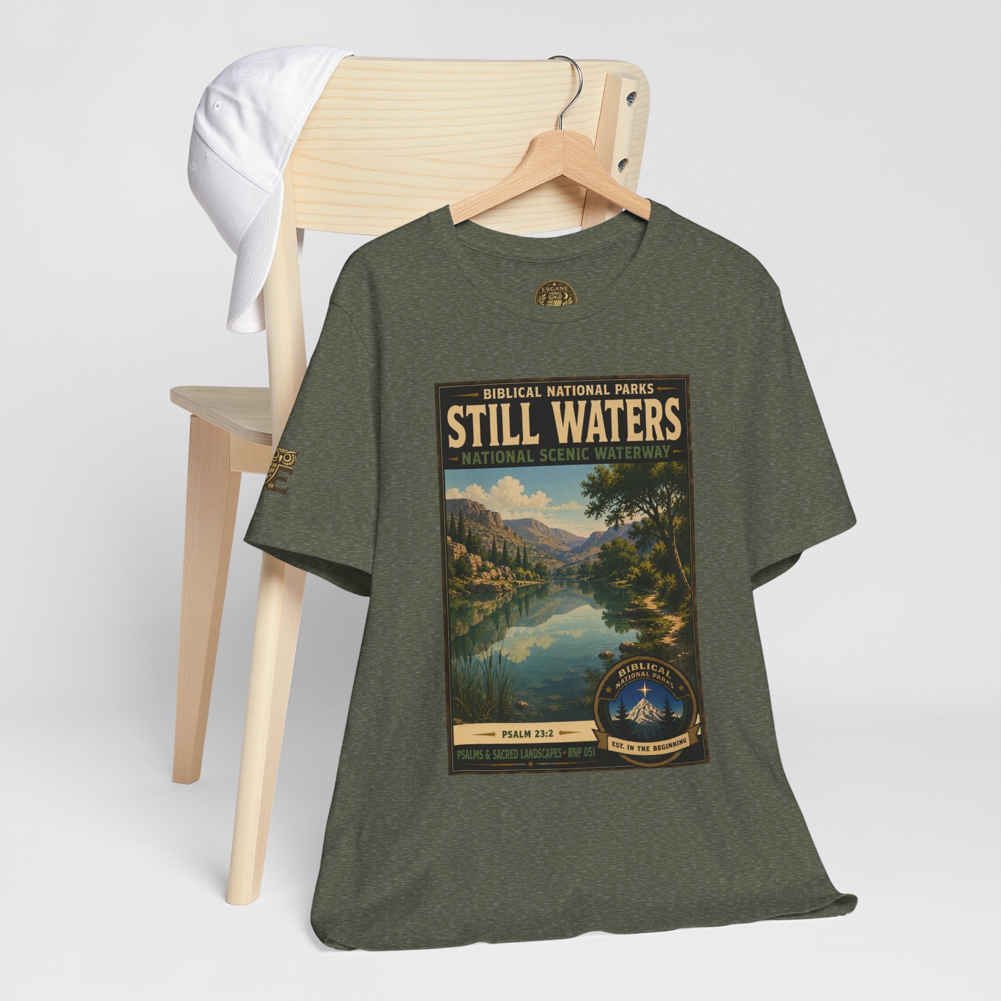 Biblical National Parks Collection IX- #051/054 -Psalms & Sacred Landscapes | Psalm 23:2 | Vintage nature poster Tee | Biblical national parks graphic shirt