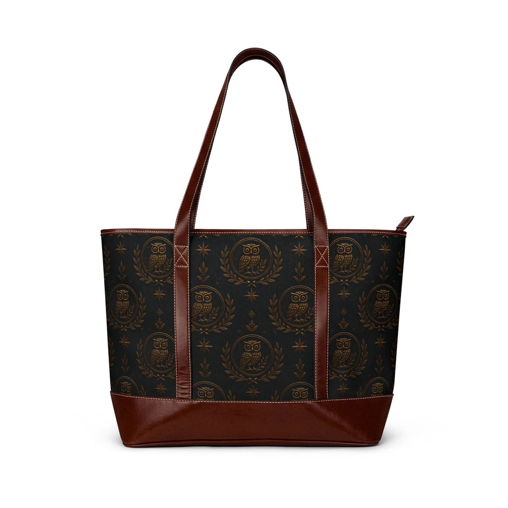 Vintage Portrait Tote Handbag – Classic Brown Leather Accent