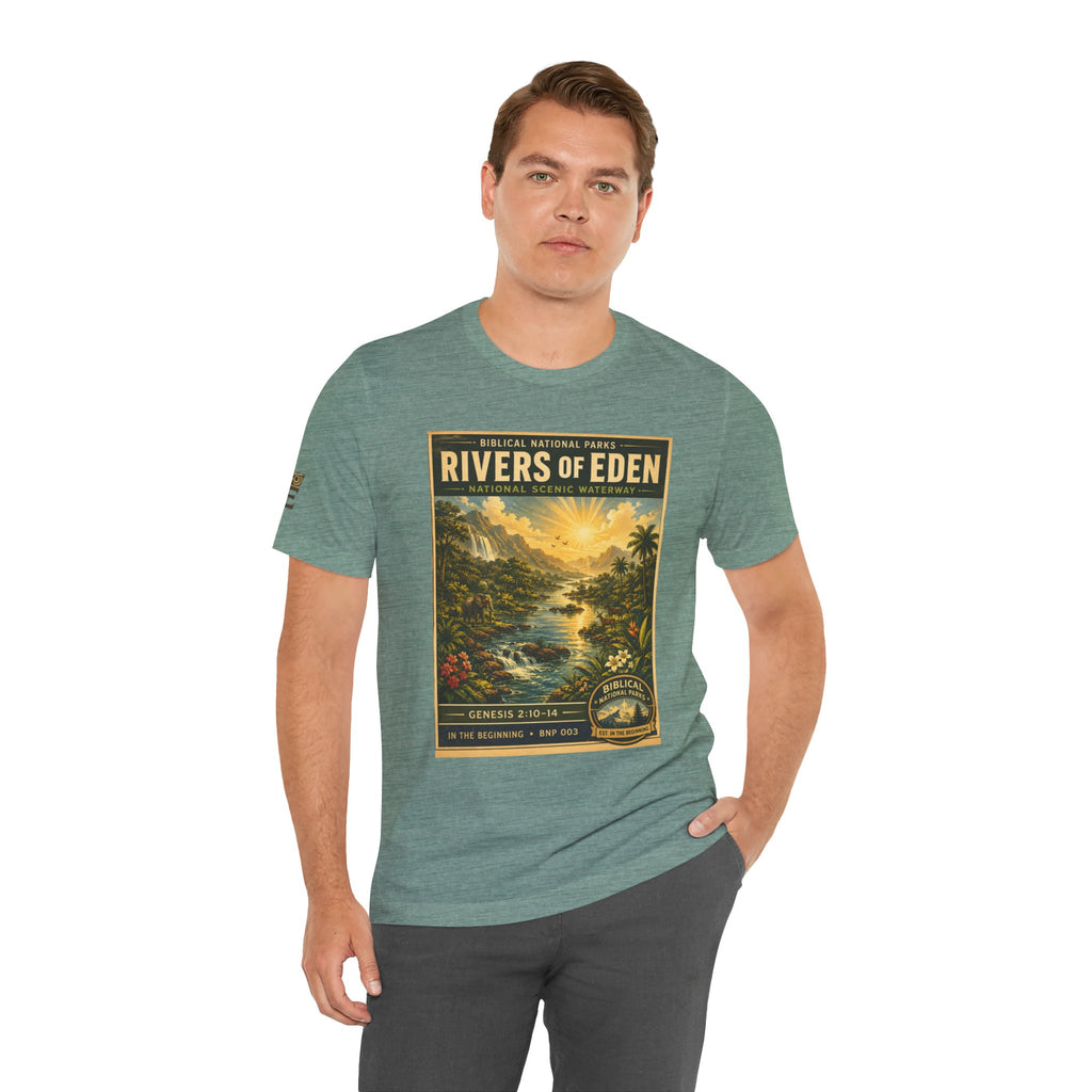 Biblical National Parks Collection I- In The Beginning #003/006 Genesis 2:10-14 | Vintage nature poster Tee | Biblical national parks graphic shirt