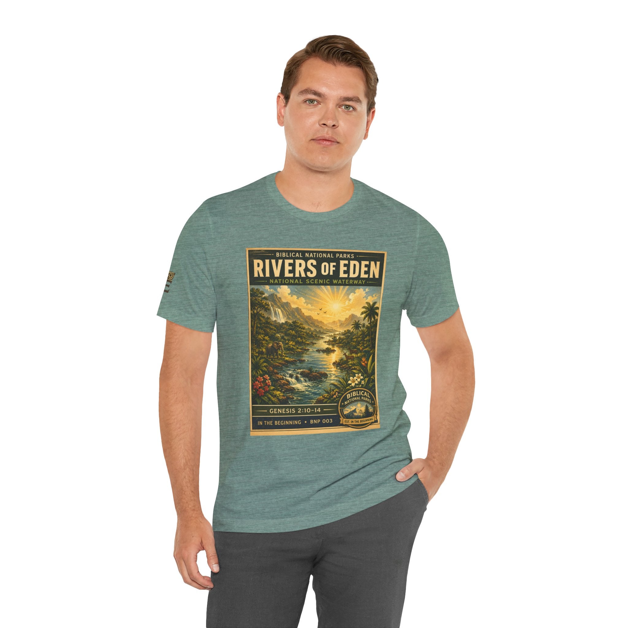 Biblical National Parks Collection I- In The Beginning #003/006 Genesis 2:10-14 | Vintage nature poster Tee | Biblical national parks graphic shirt