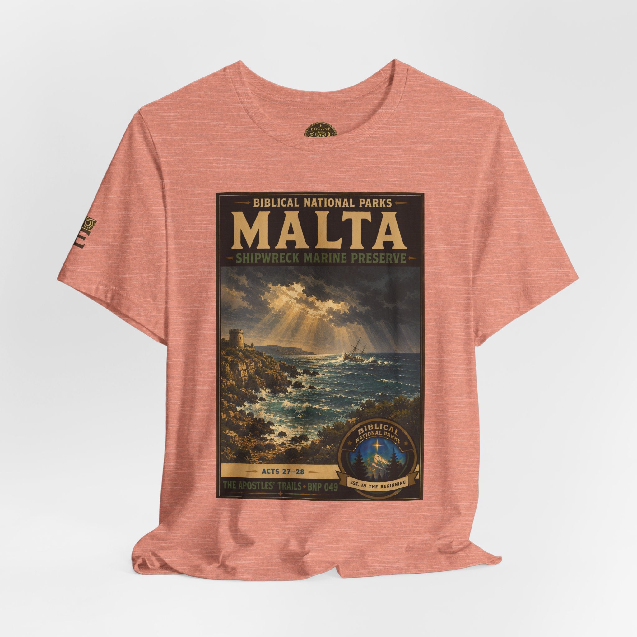Biblical National Parks Collection VIII- The Apostles' Trails #049/049 | Acts 27-28 | Vintage nature poster Tee | Biblical national parks graphic shirt