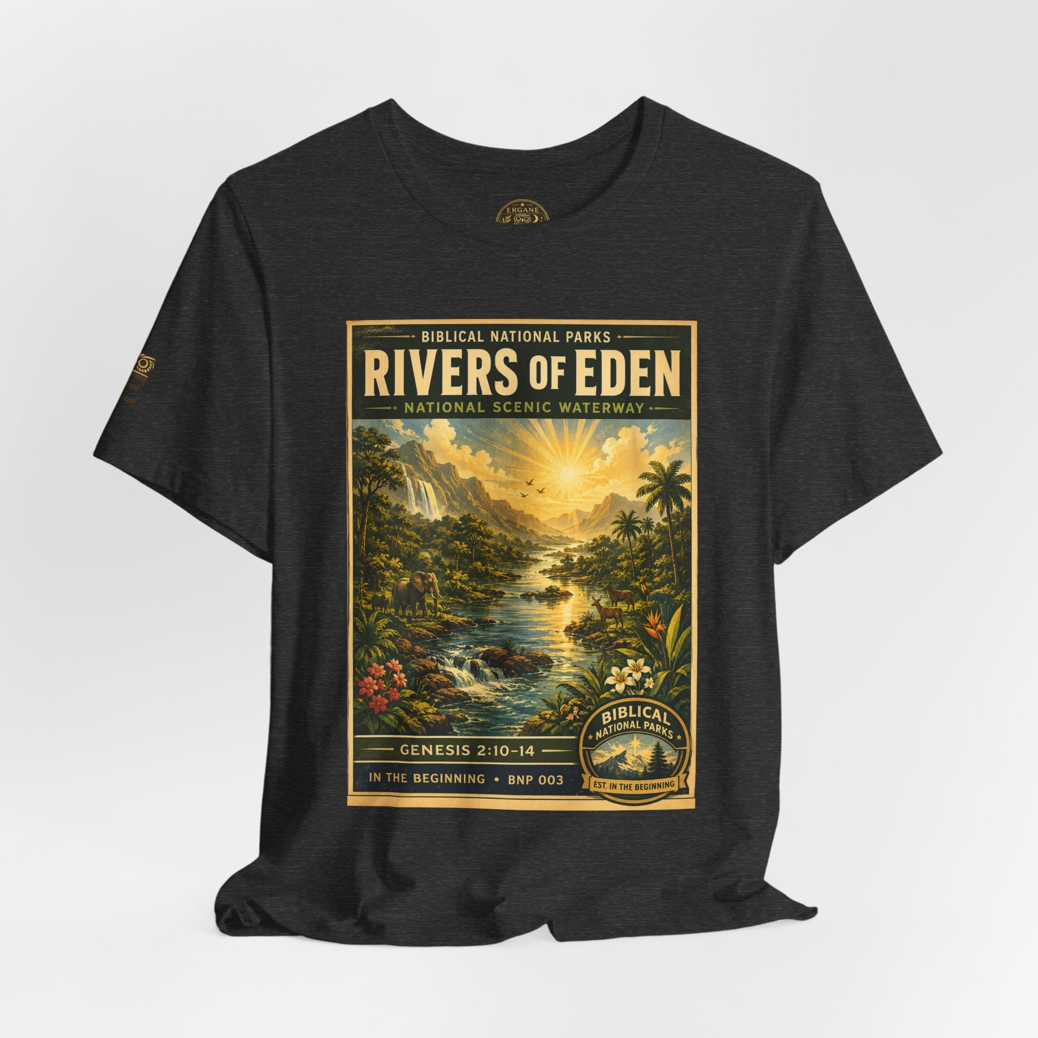 Biblical National Parks Collection I- In The Beginning #003/006 Genesis 2:10-14 | Vintage nature poster Tee | Biblical national parks graphic shirt