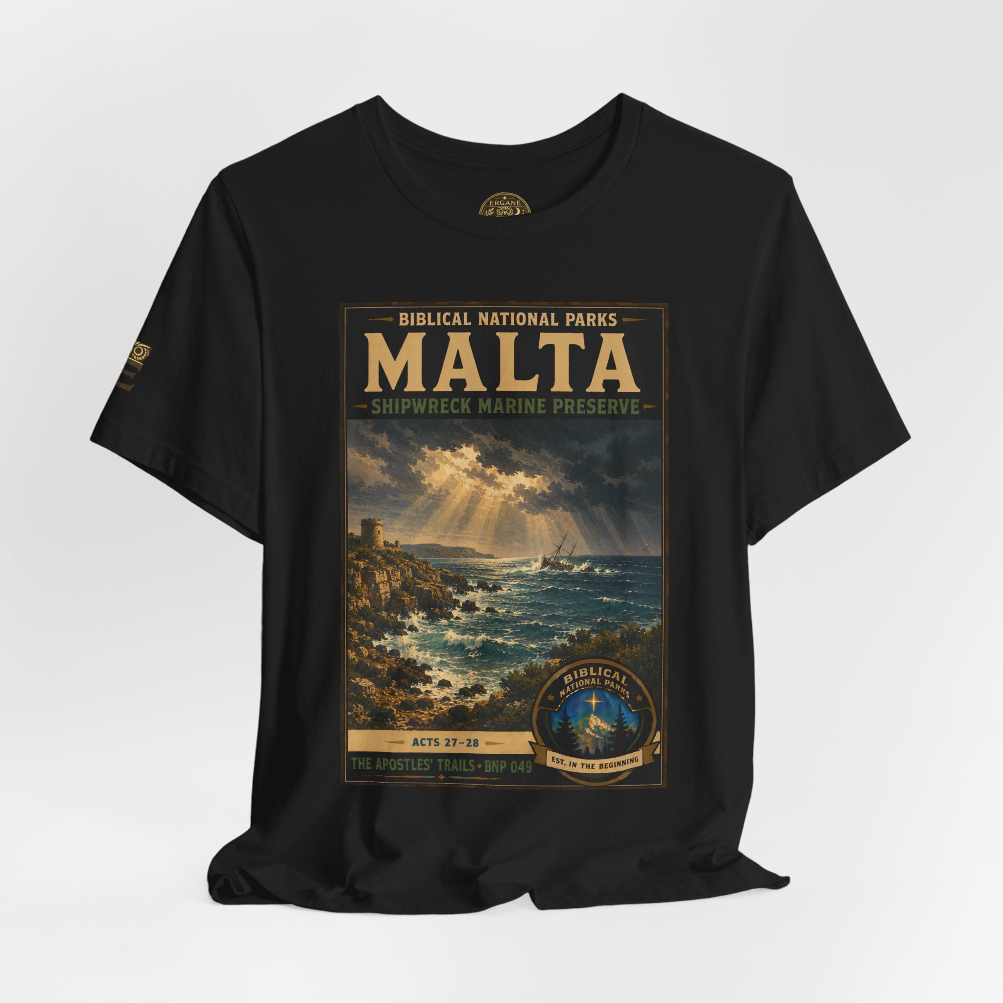 Biblical National Parks Collection VIII- The Apostles' Trails #049/049 | Acts 27-28 | Vintage nature poster Tee | Biblical national parks graphic shirt