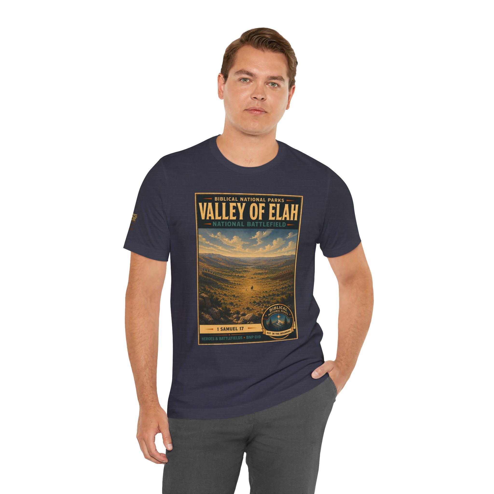 Biblical National Parks Collection IV- Heros & Battlefields #019/023 1 Samuel 17 | Vintage nature poster Tee | Biblical national parks graphic shirt