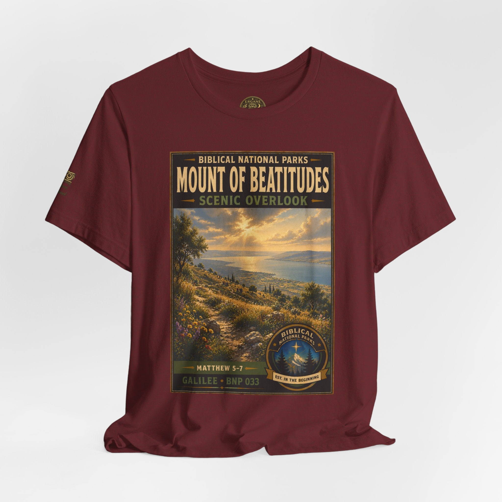 Biblical National Parks Collection VI- Galilee #033/035 Matthew 5-7 | Vintage nature poster Tee | Biblical national parks graphic shirt