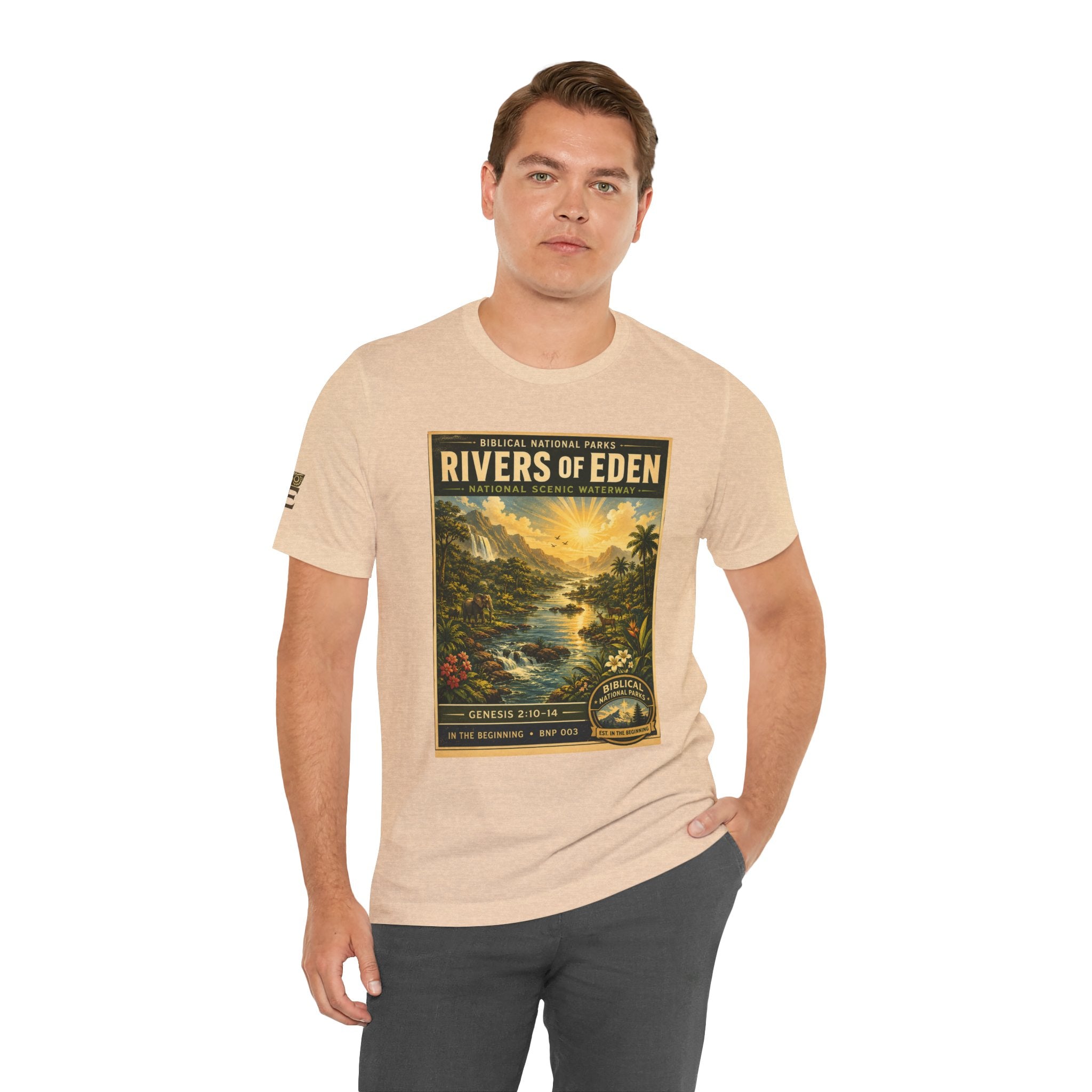 Biblical National Parks Collection I- In The Beginning #003/006 Genesis 2:10-14 | Vintage nature poster Tee | Biblical national parks graphic shirt
