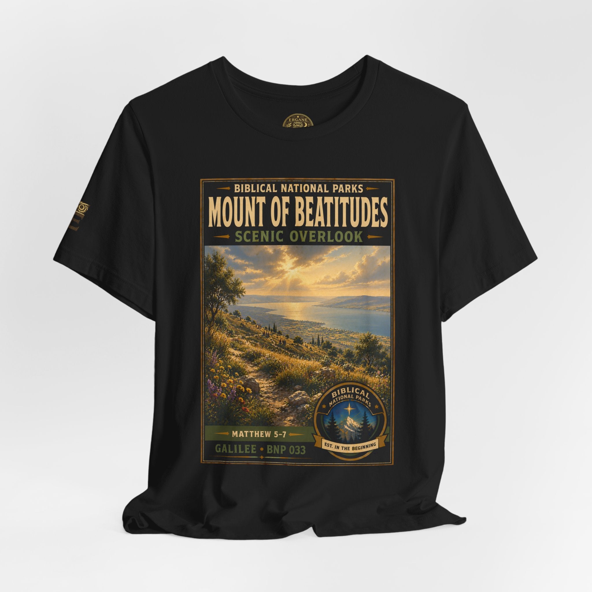 Biblical National Parks Collection VI- Galilee #033/035 Matthew 5-7 | Vintage nature poster Tee | Biblical national parks graphic shirt