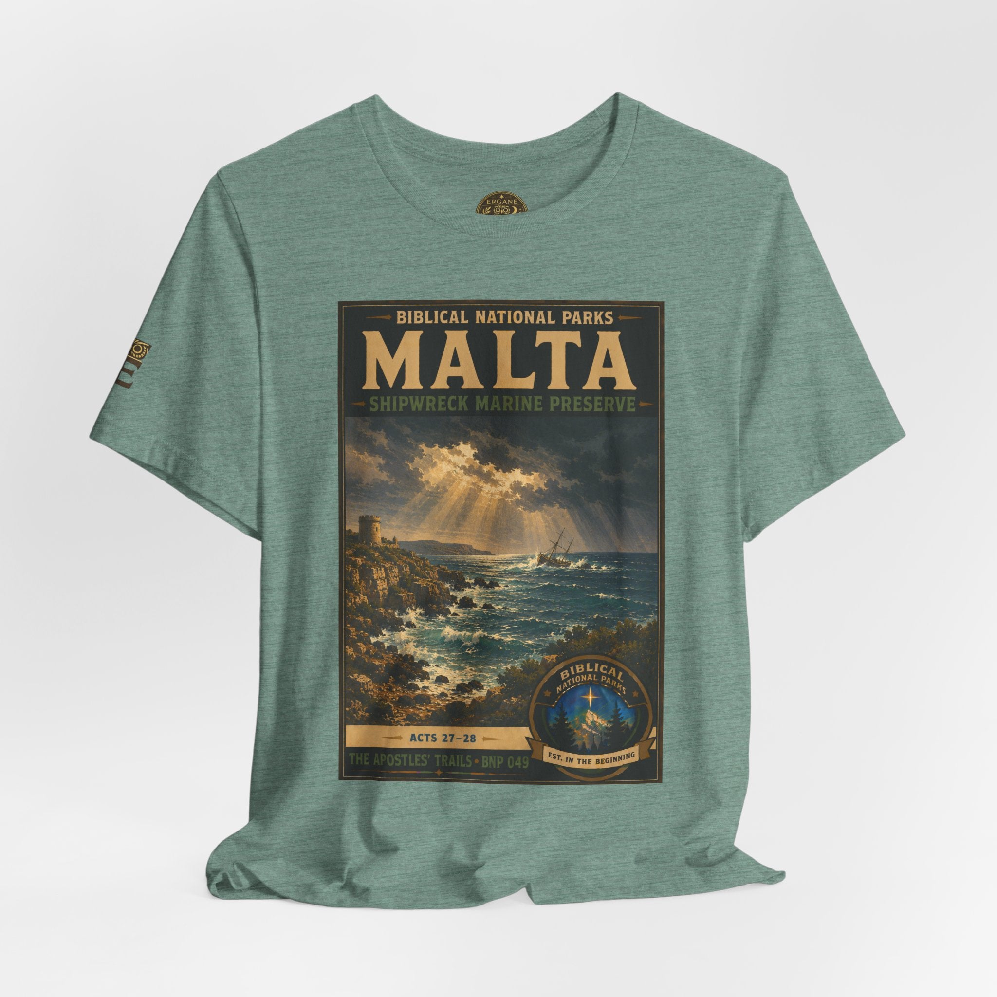 Biblical National Parks Collection VIII- The Apostles' Trails #049/049 | Acts 27-28 | Vintage nature poster Tee | Biblical national parks graphic shirt