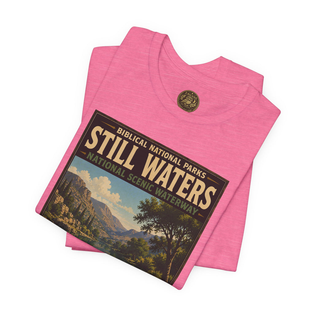 Biblical National Parks Collection IX- #051/054 -Psalms & Sacred Landscapes | Psalm 23:2 | Vintage nature poster Tee | Biblical national parks graphic shirt