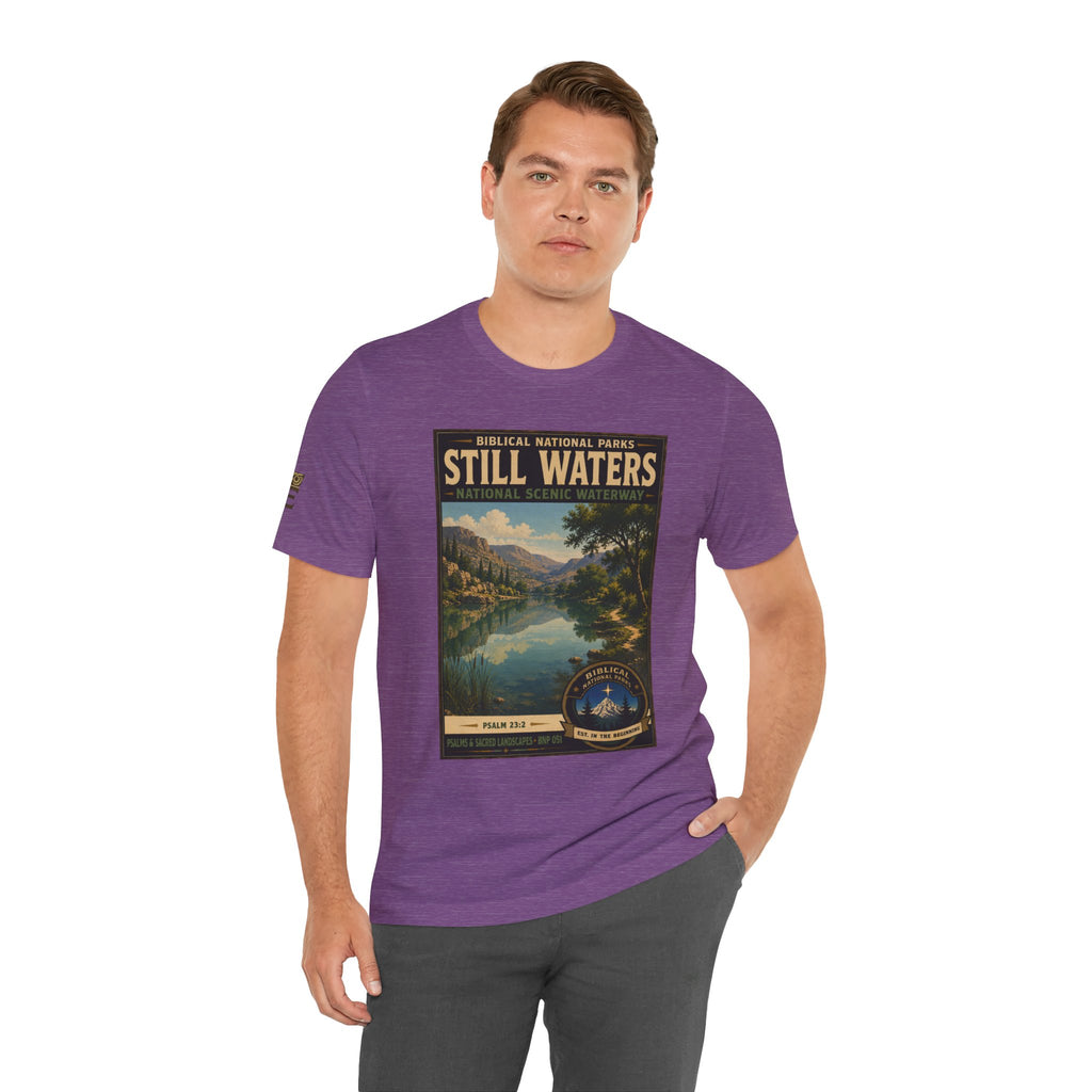 Biblical National Parks Collection IX- #051/054 -Psalms & Sacred Landscapes | Psalm 23:2 | Vintage nature poster Tee | Biblical national parks graphic shirt