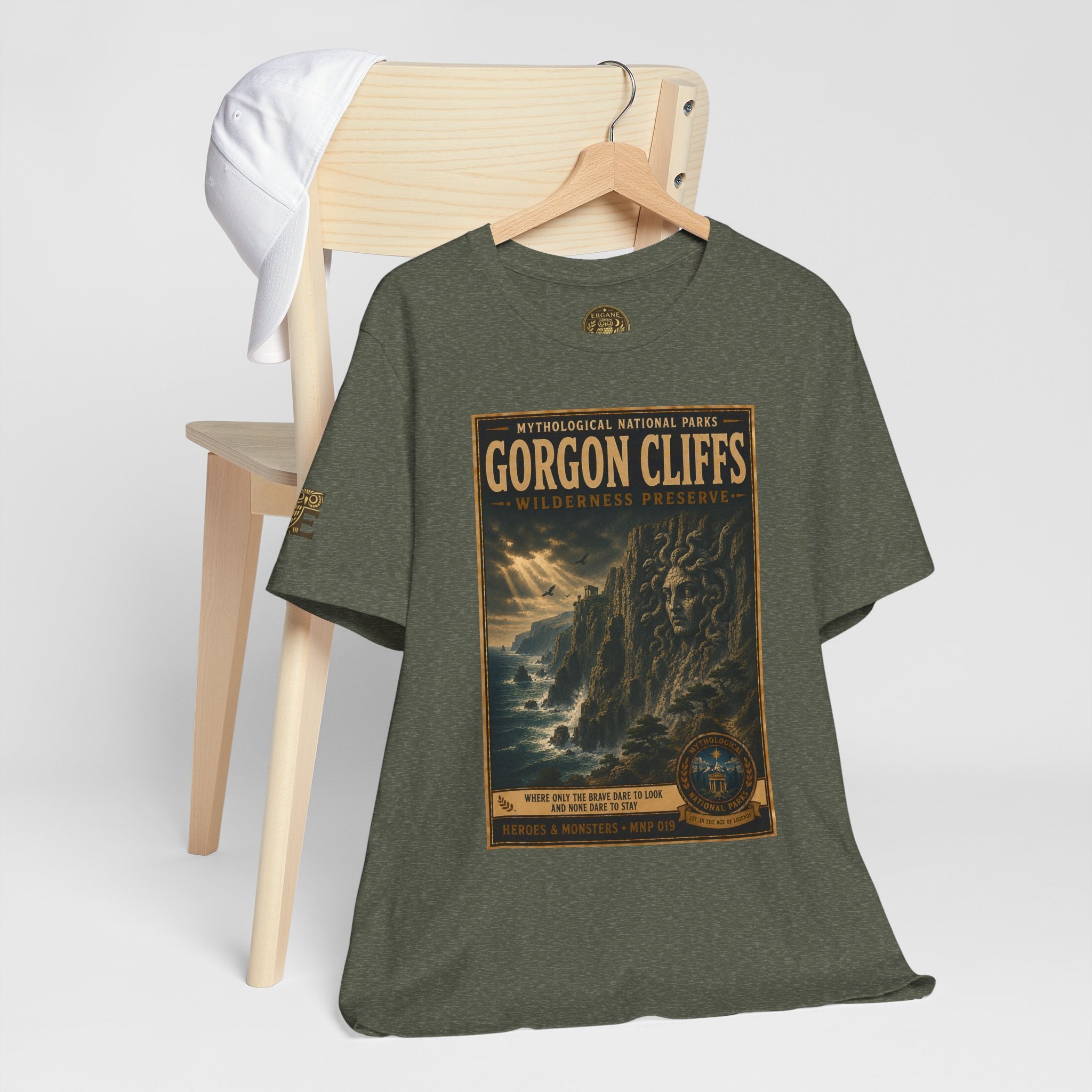 Mythological National Parks Collection III- #019-028 - Heros & Monsters | Vintage nature poster Tee | Mythological National Parks graphic shirt