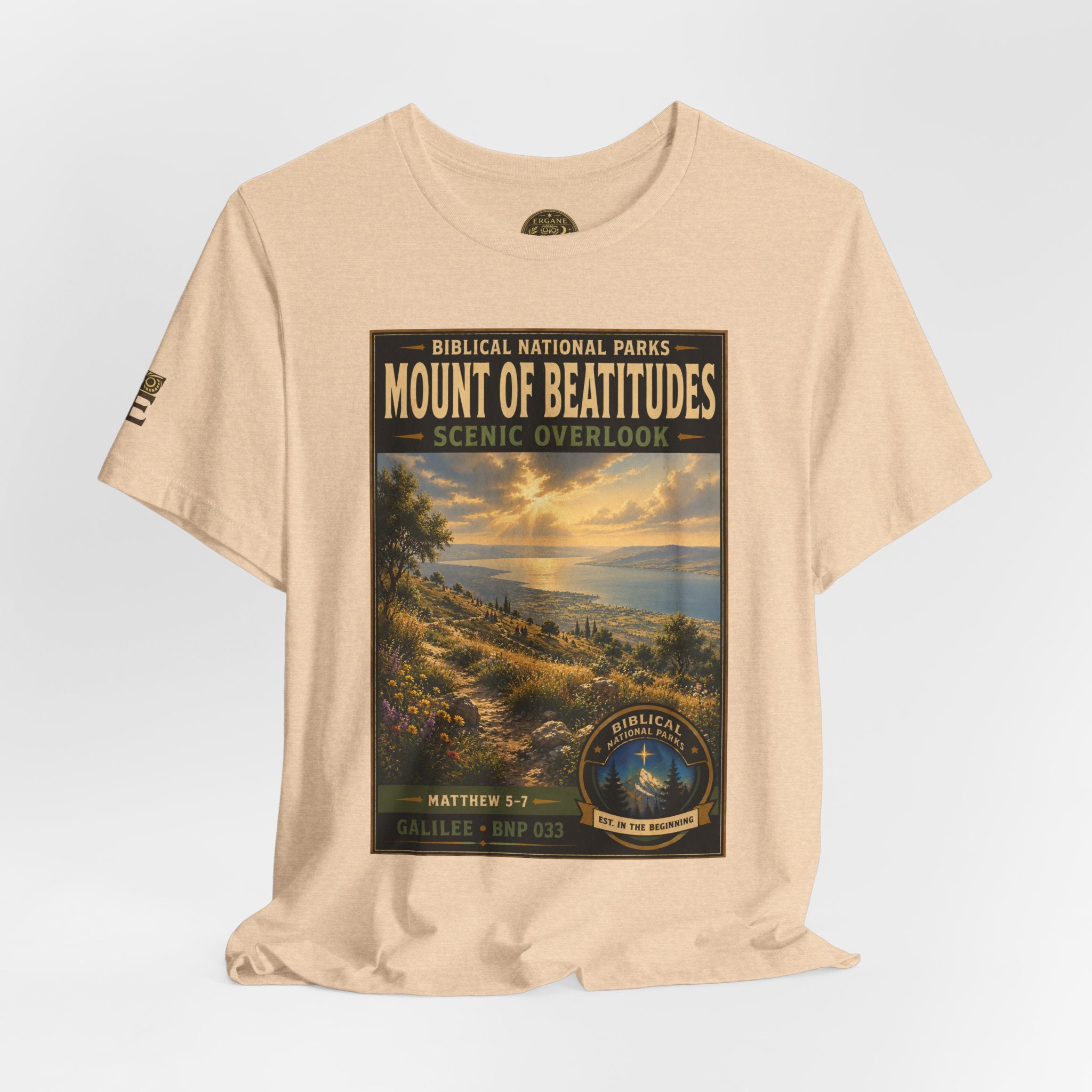 Biblical National Parks Collection VI- Galilee #033/035 Matthew 5-7 | Vintage nature poster Tee | Biblical national parks graphic shirt